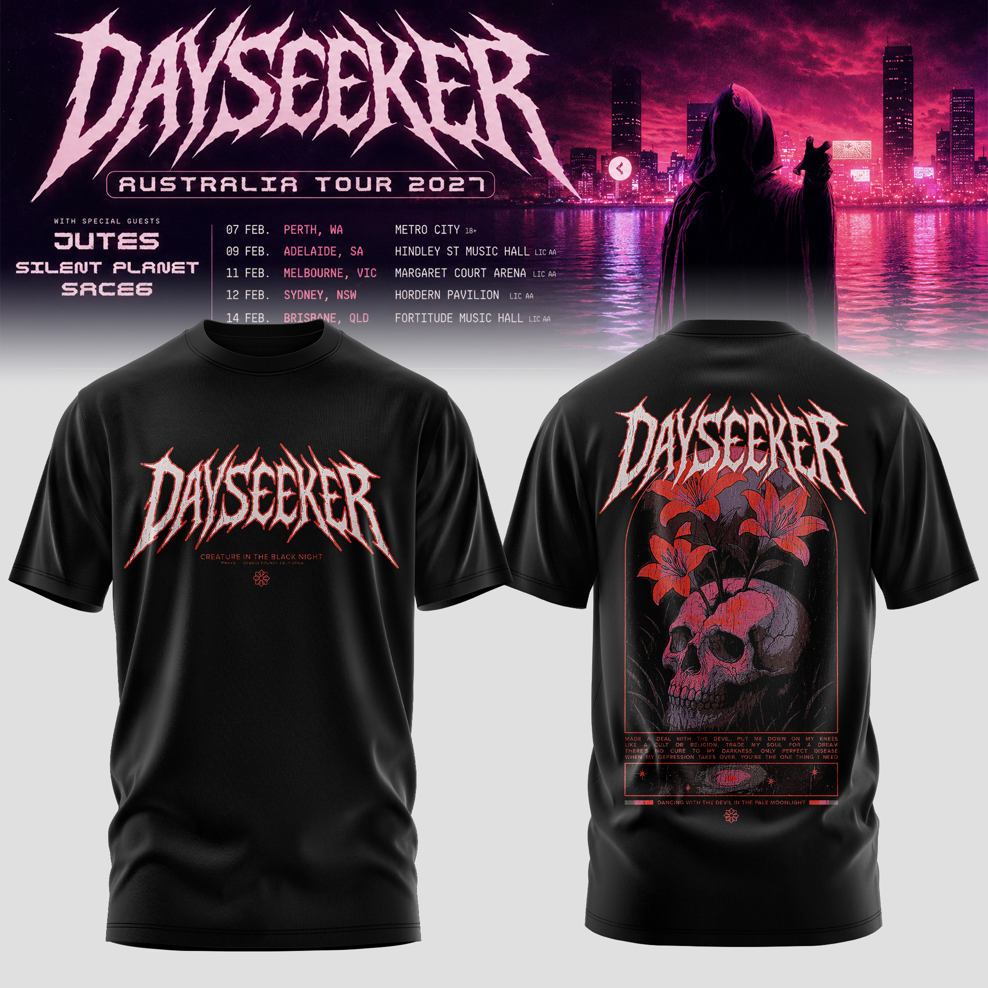 Dayseeker Creature In The Black Night Australian Tour 2027 Graphic T Shirt