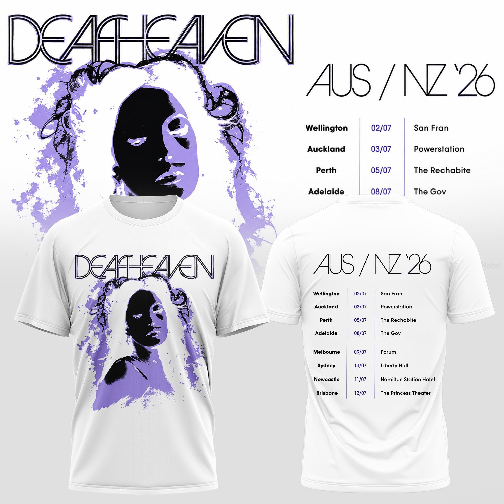 Deafheaven AUS NZ Tour 2026 Official Tour Fan Apparel Shirt
