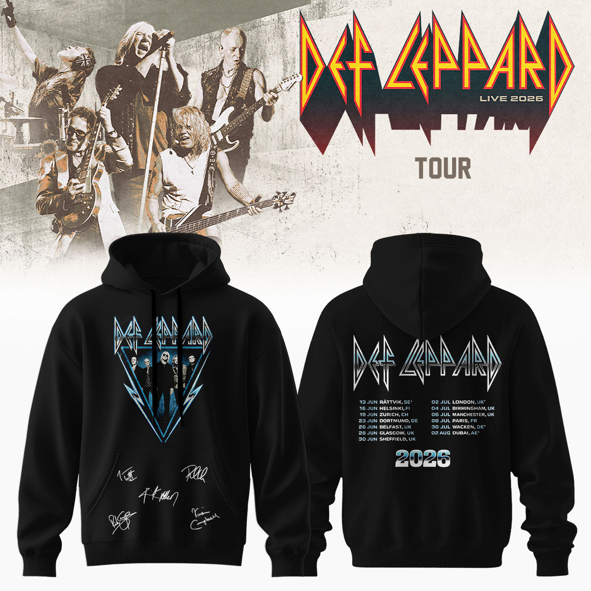 Def Leppard Live 2026 Exclusive Fan Graphic Hoodie