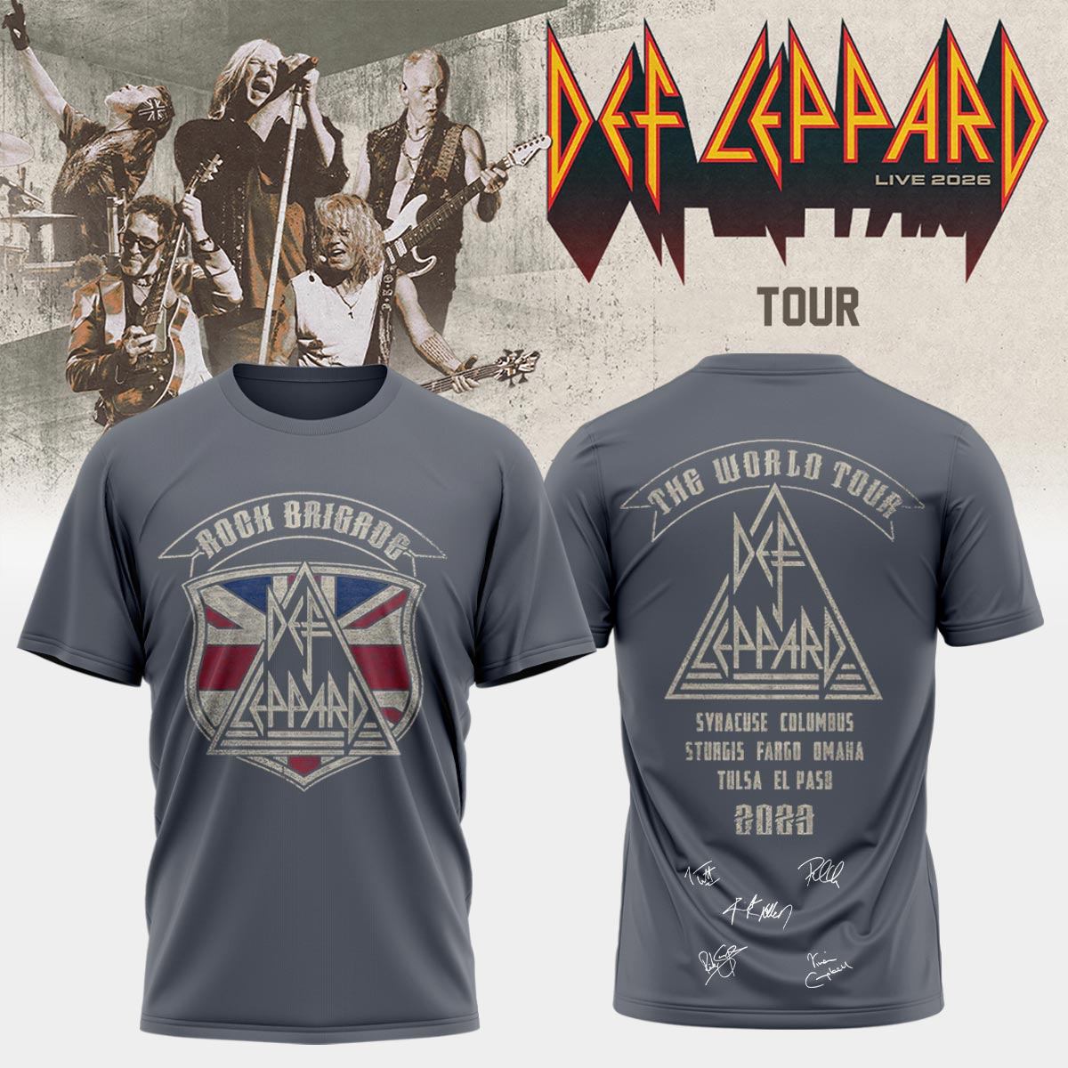 Def Leppard Live 2026 Signature Concert Graphic T Shirt