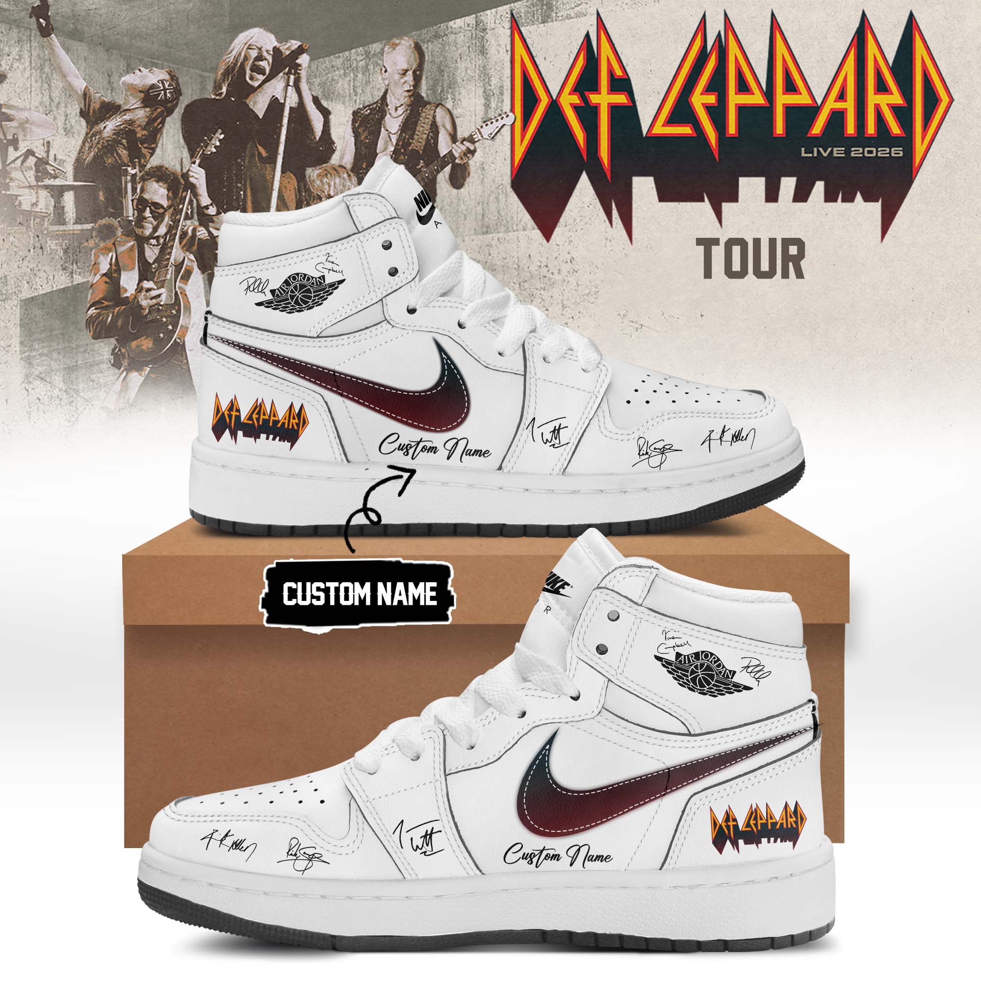 Def Leppard Live 2026 Signature Custom High Top Sneakers