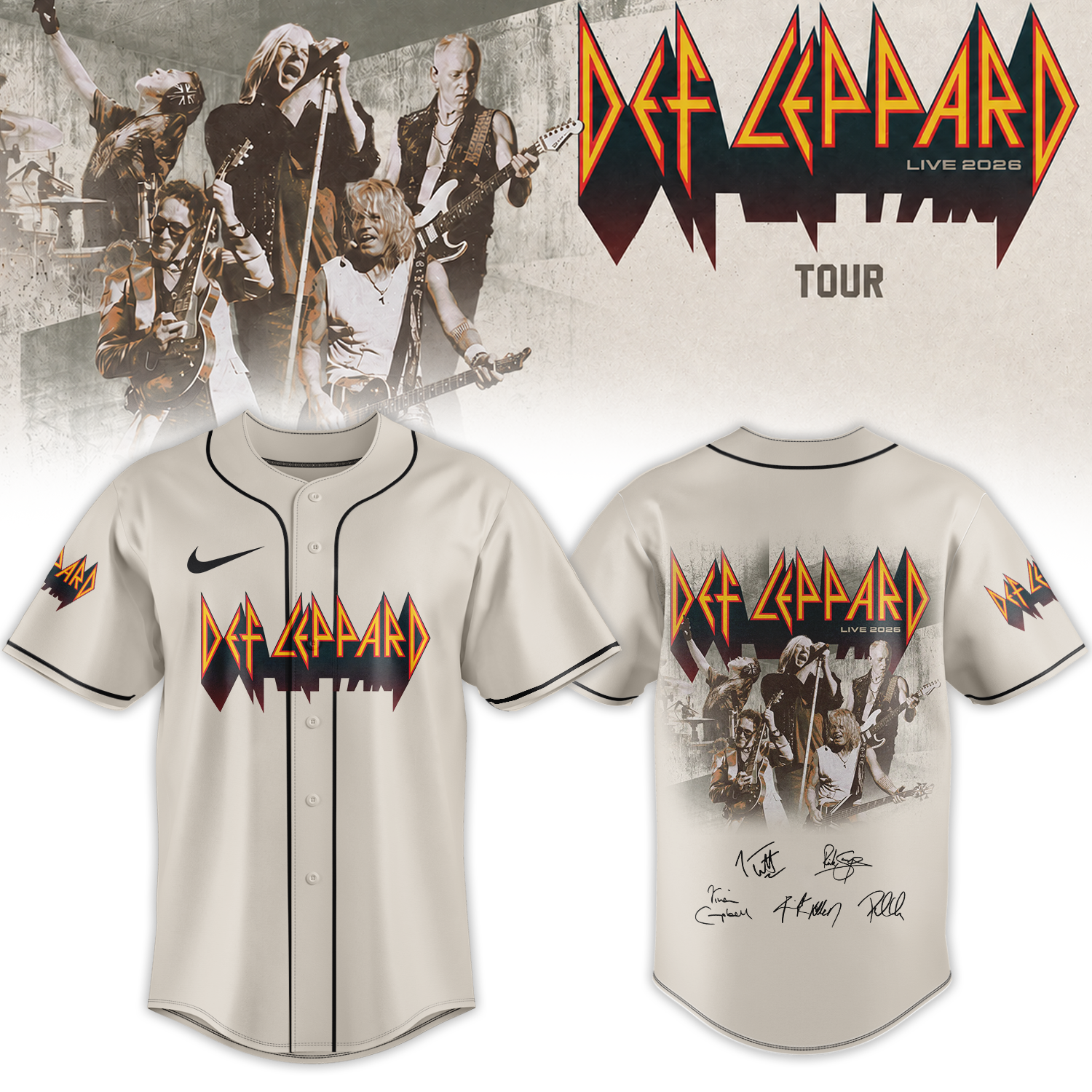 Def Leppard Live 2026 Signature Limited Baseball Jersey