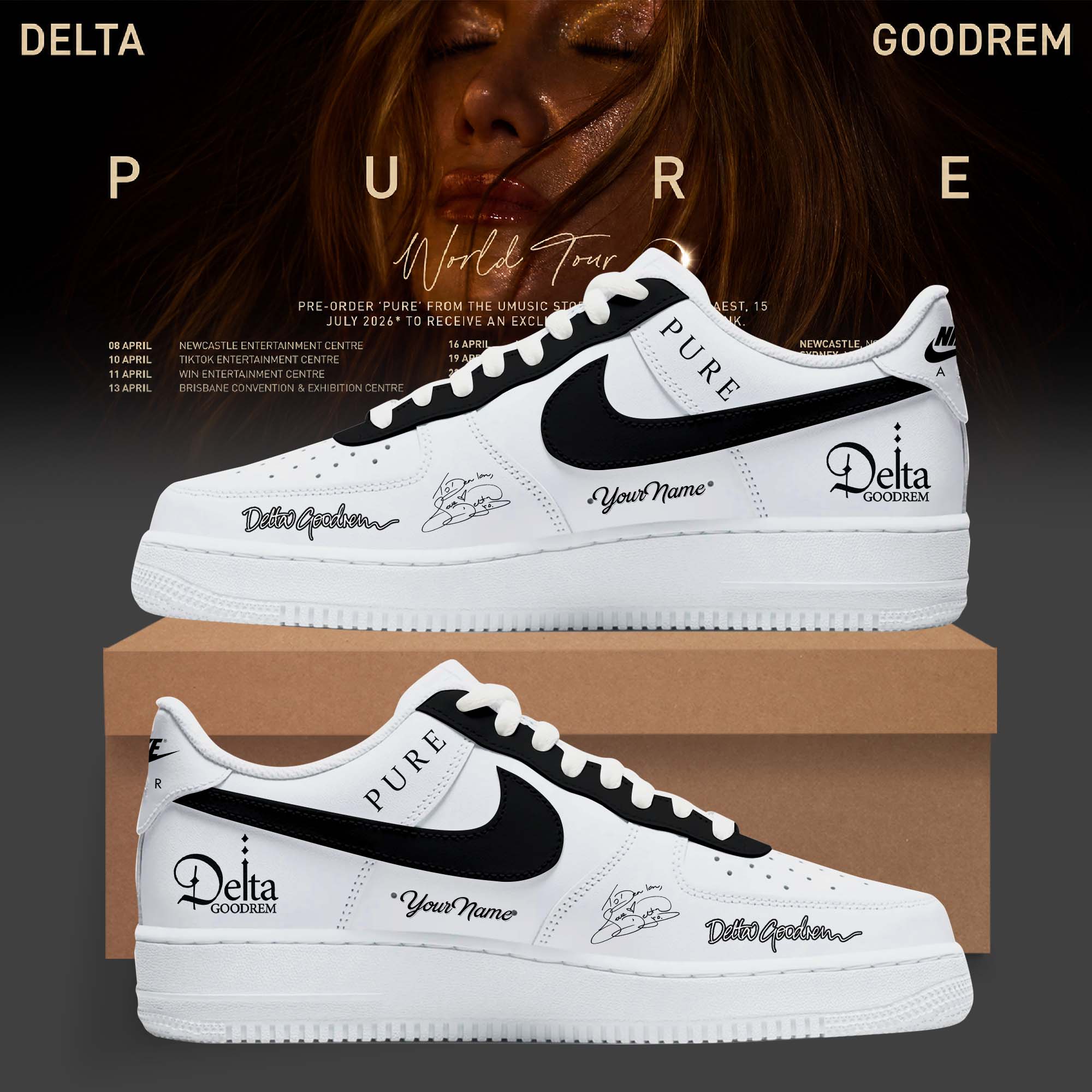Delta Goodrem Pure World Tour Air Force 1 Sneakers
