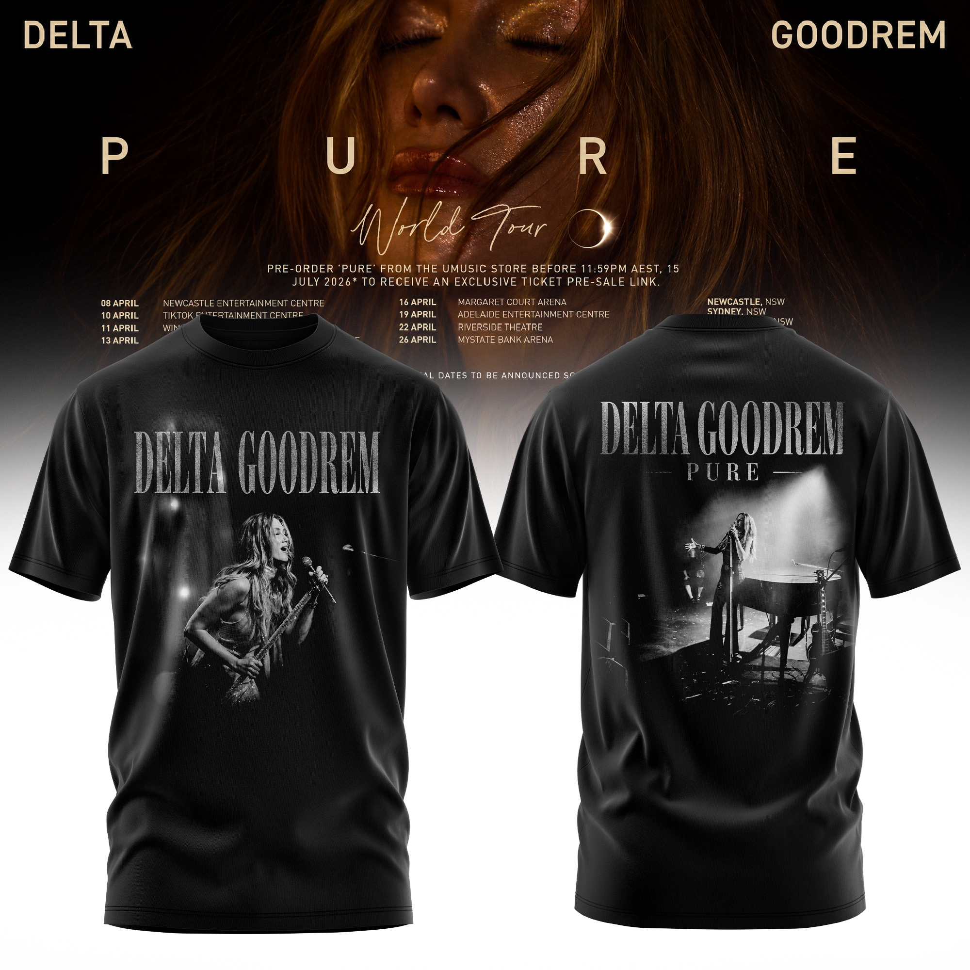 Delta Goodrem Pure World Tour Concert Graphic Tee