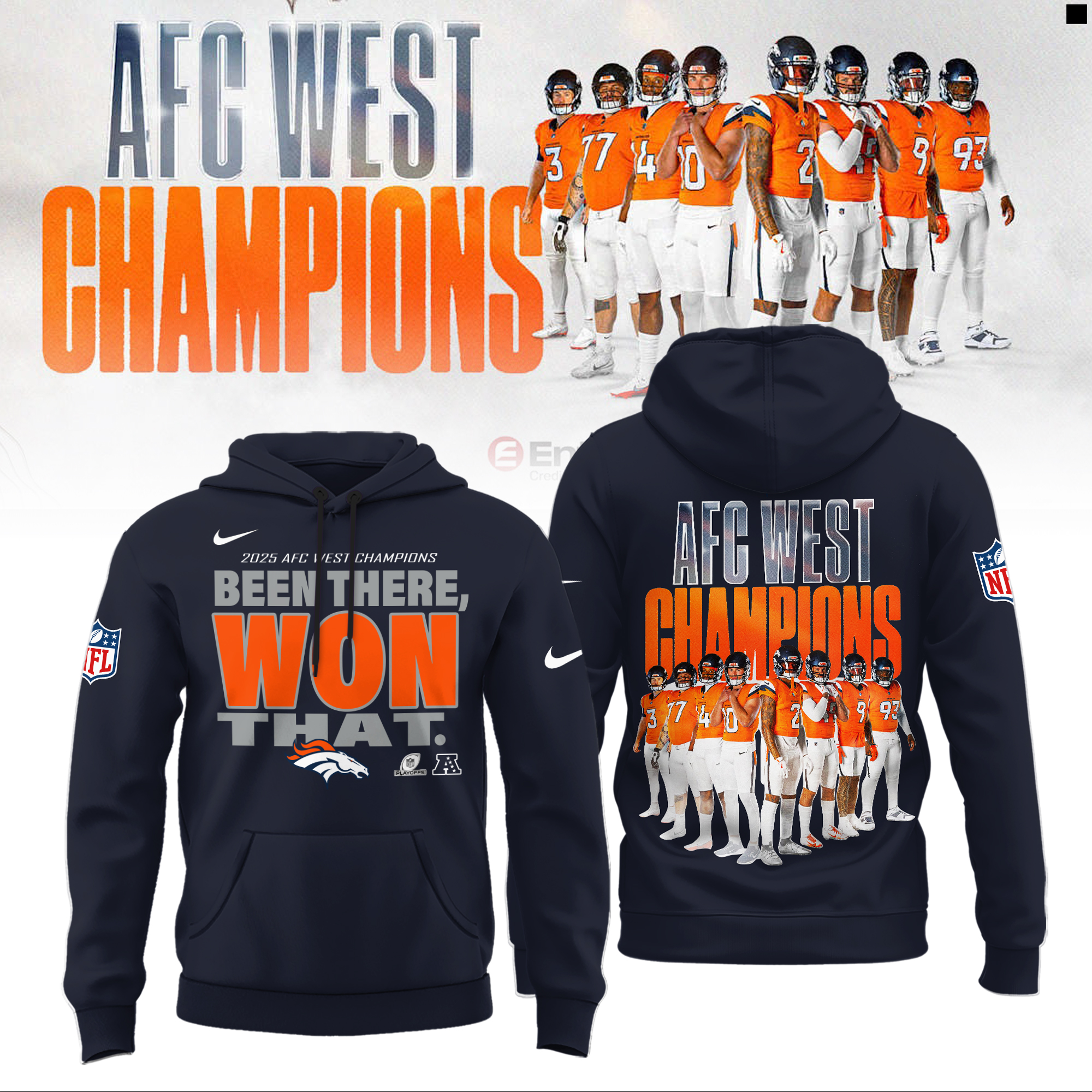 Denver Broncos 2025 AFC West Champions Official Graphic T Shirt