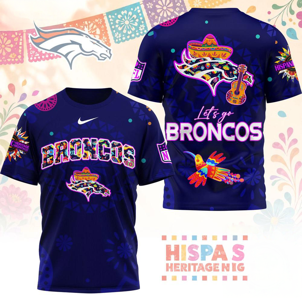 Denver Broncos 2026 NFL Hispanic Heritage Fiesta Premium 3D Graphic T Shirt