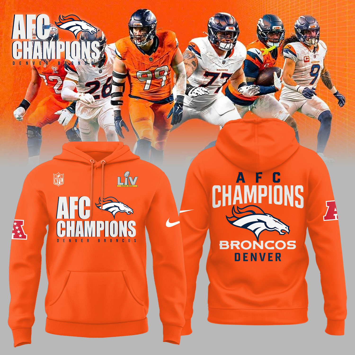 Denver Broncos AFC Champions Official Limited Hoodie Collection