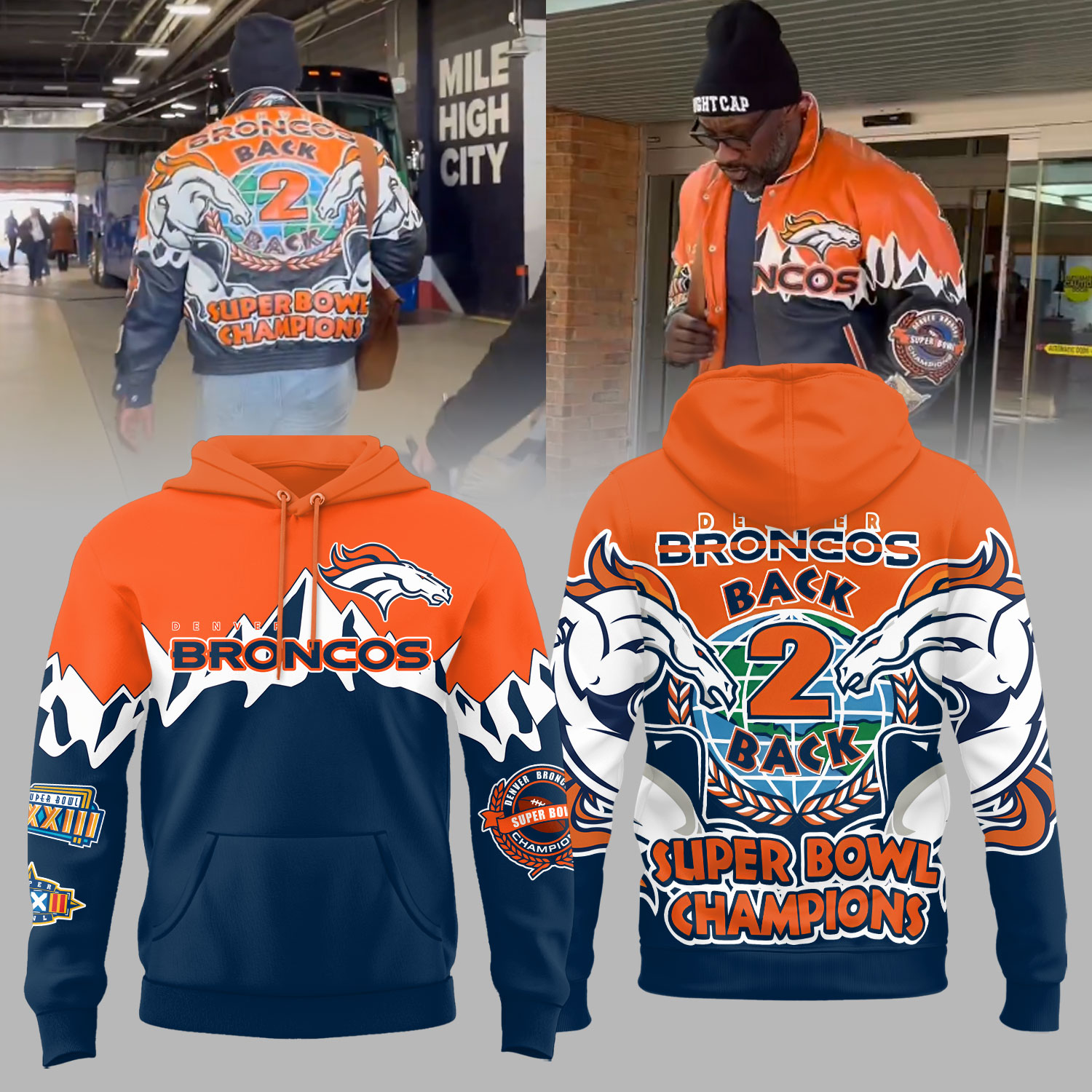 Denver Broncos Back To Back Super Bowl Champions Graphic T Shirt
