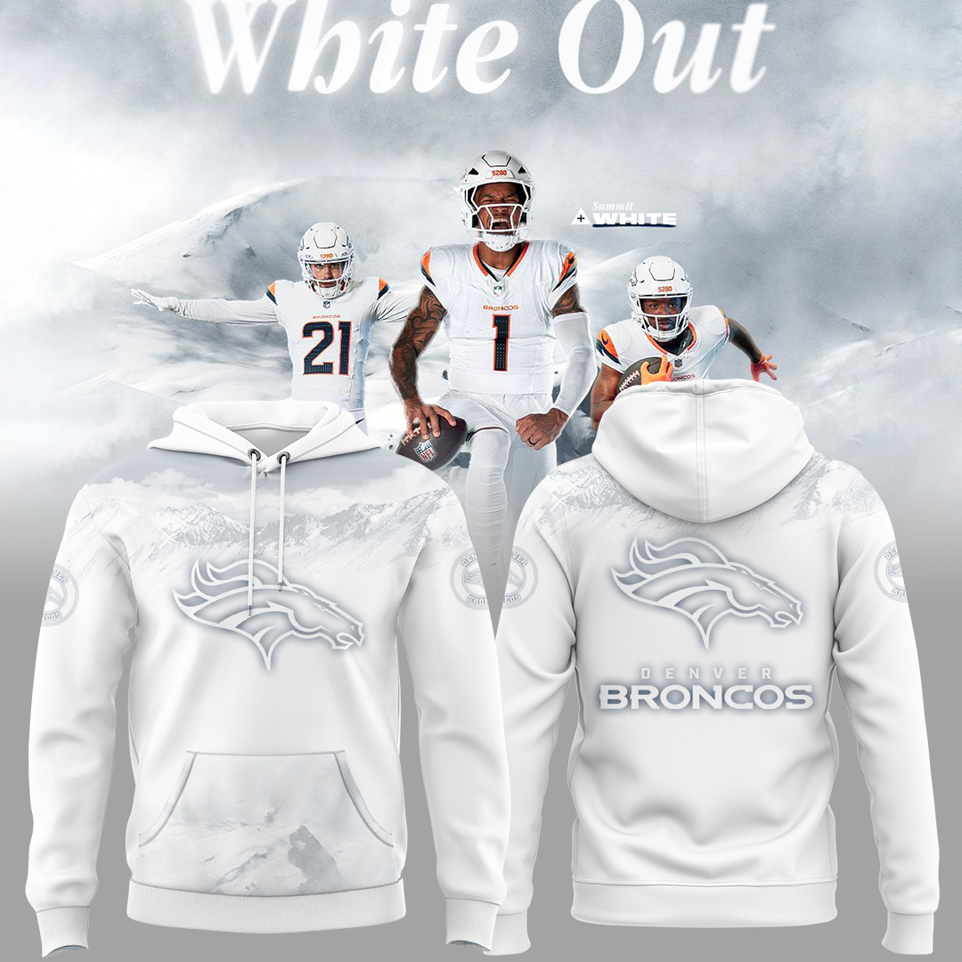 Denver Broncos White Out Premium Graphic Hoodie Edition