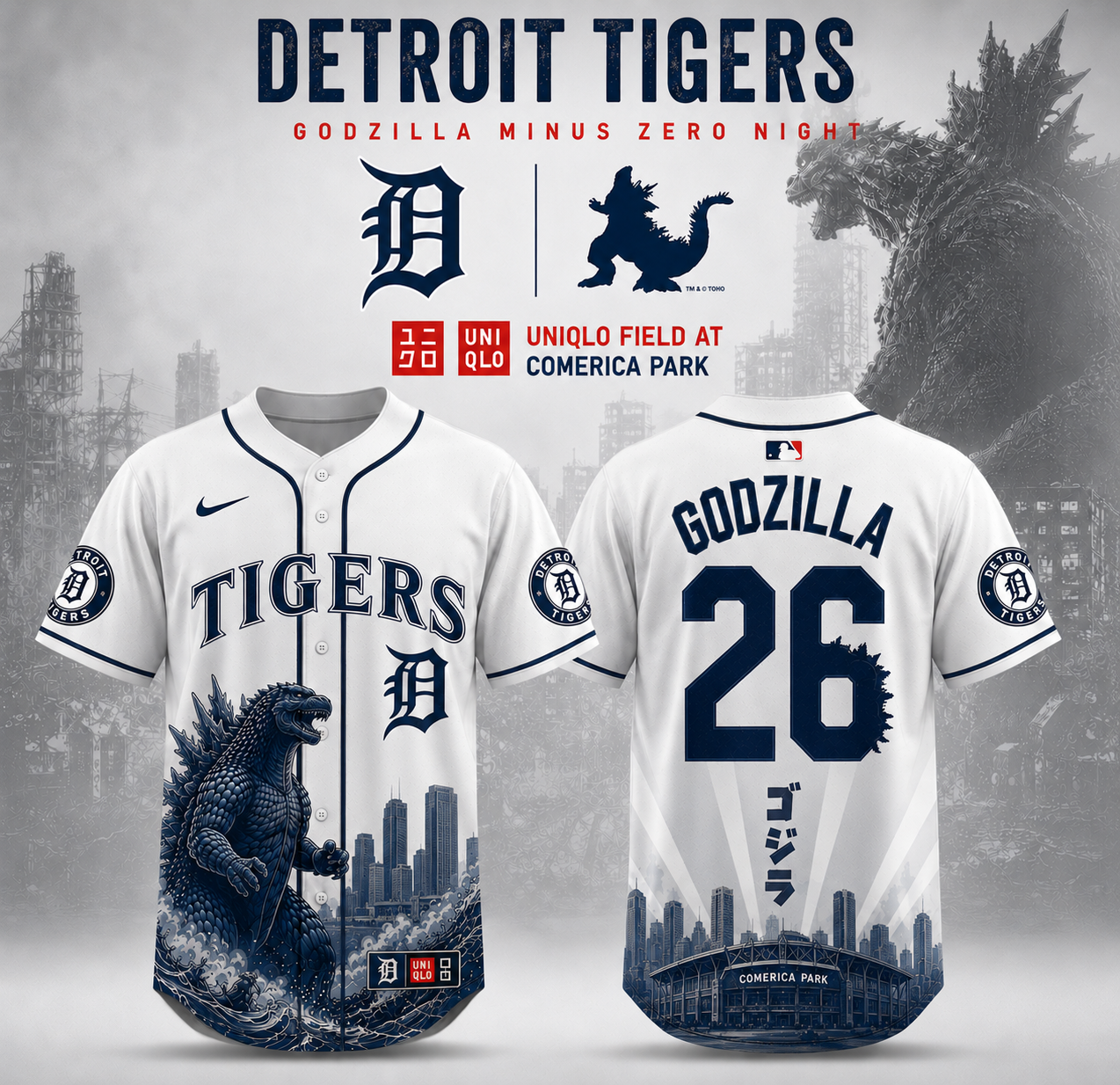Detroit Godzilla Minus One Limited Edition Baseball Jersey