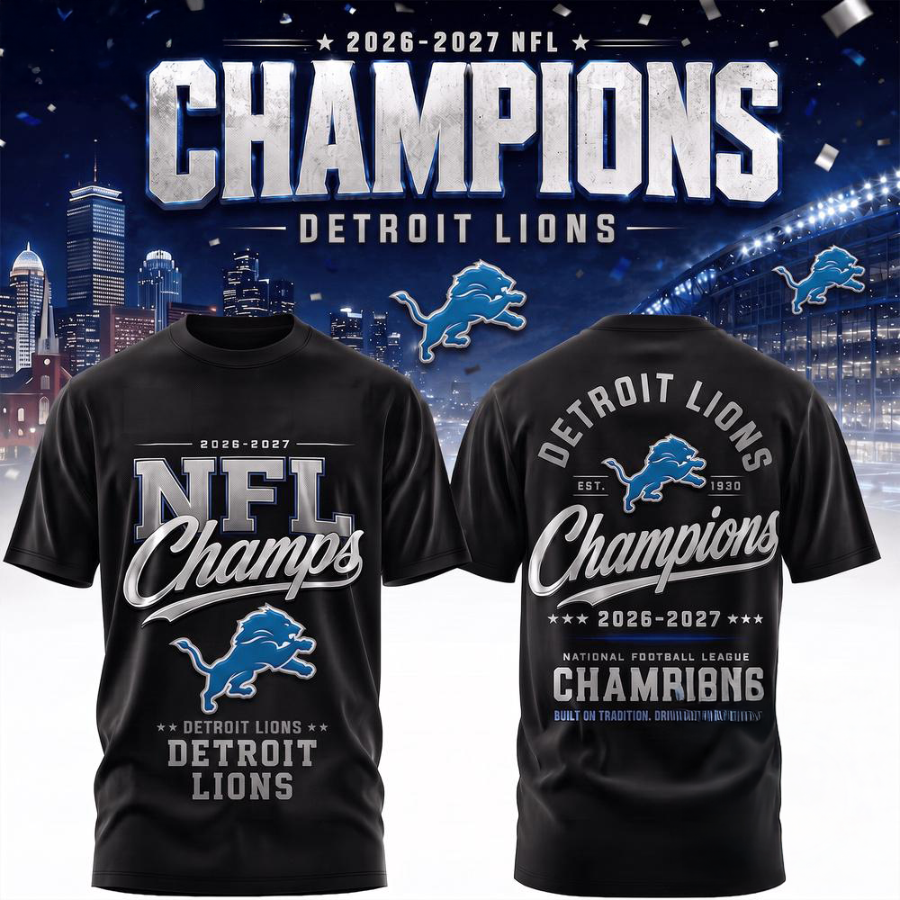 Detroit Lions 2026 2027 NFL Team Champions Premium 3D Fan Shirt