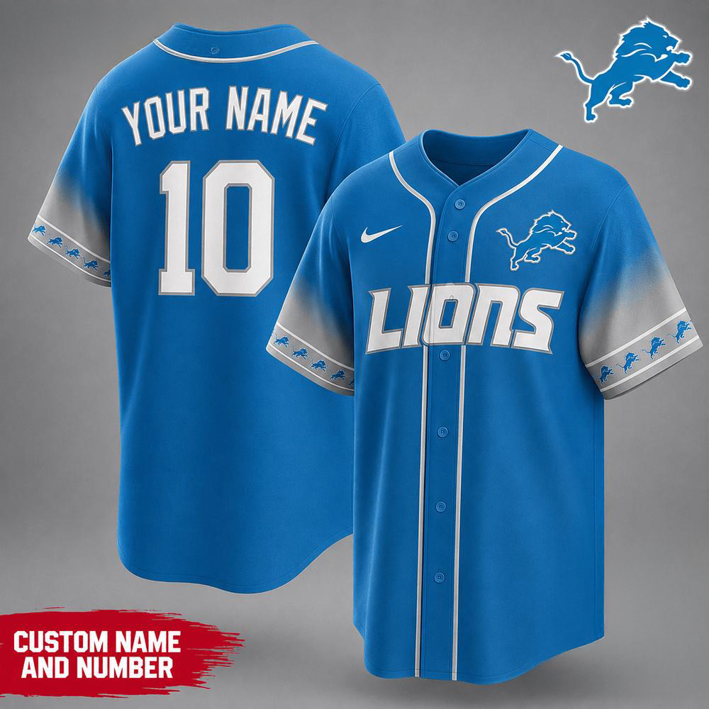 Detroit Lions NFL Team Pride Premium Baseball Jersey