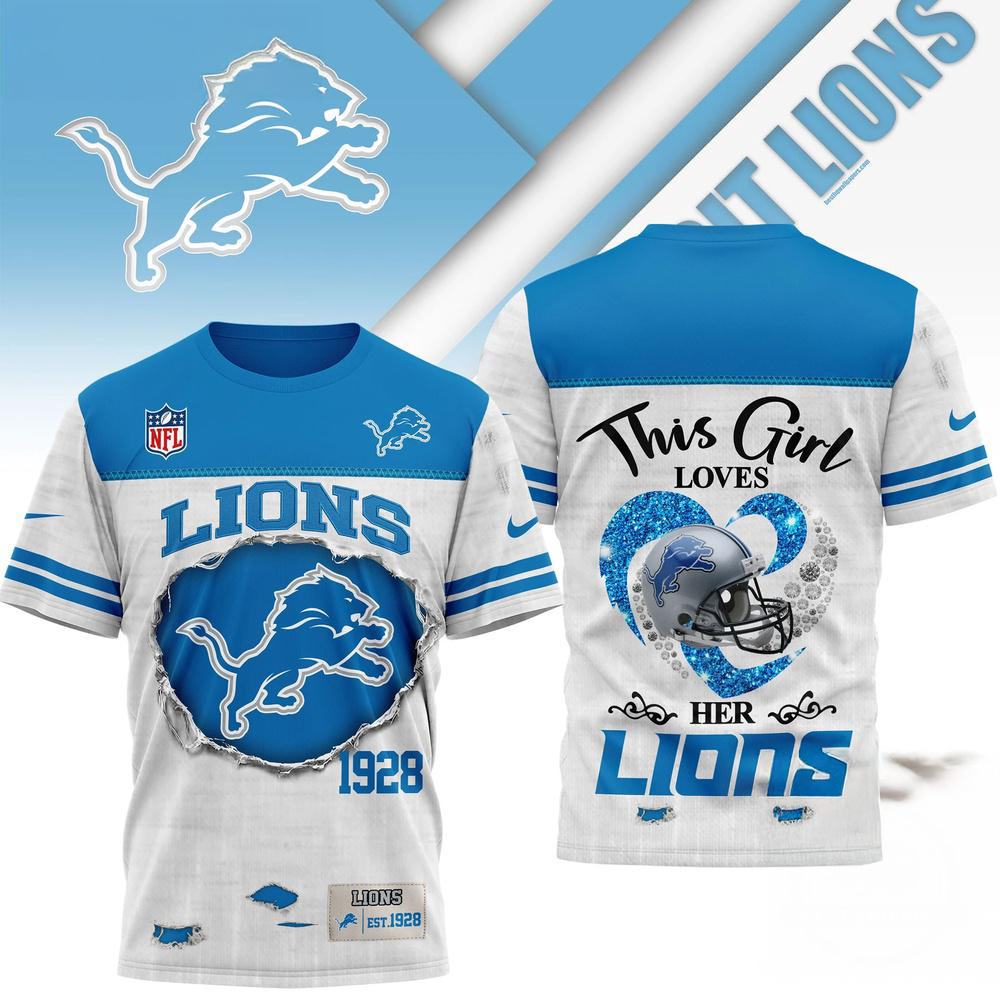 Detroit Lions NFL Veterans Legacy Team 3D Design T Shirt