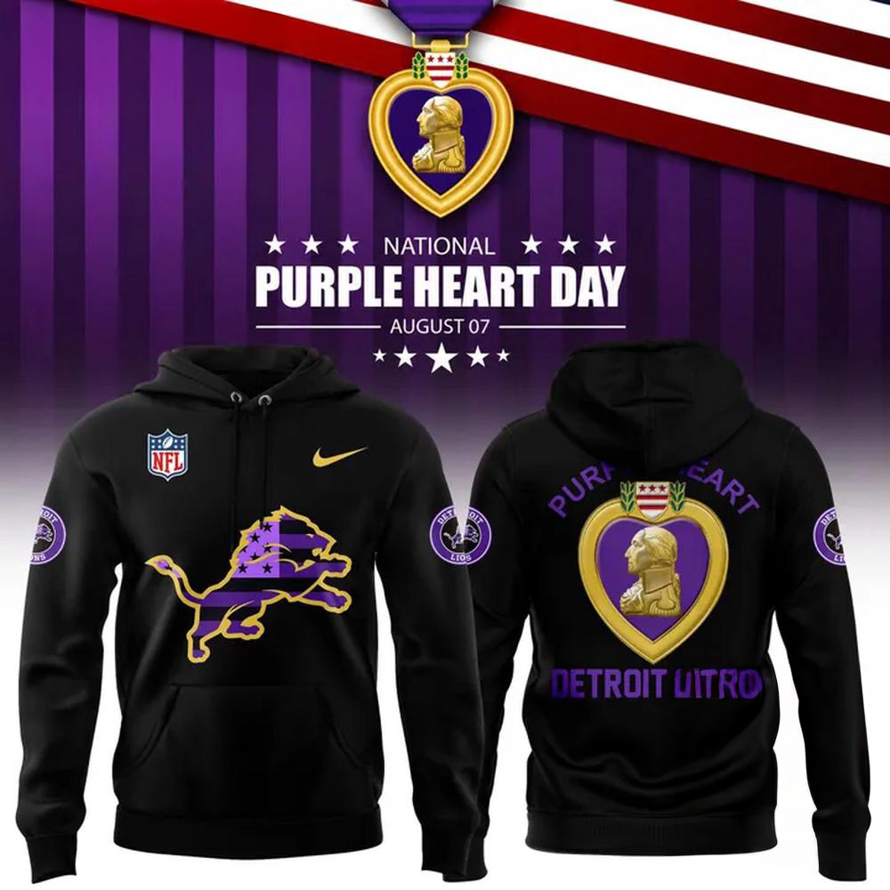 Detroit Lions Purple Heart Tribute 2026 Limited Edition Pullover Hoodie