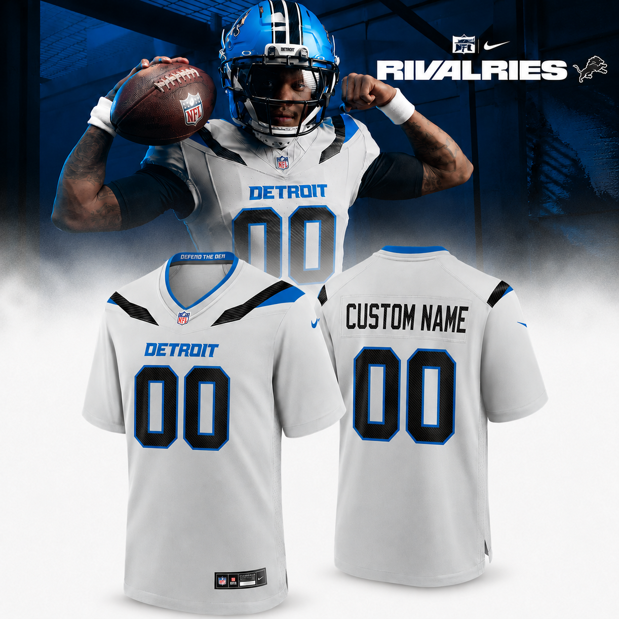 Detroit Lions Rivalries Custom Name Number 00 Football Jersey Personalized Game Day Fan Apparel Gift for Men and Women 1 - Unicasport Detroit Lions Rivalries Custom Name Number 00 Football Jersey Personalized Game Day Fan Apparel Gift for Men and Women