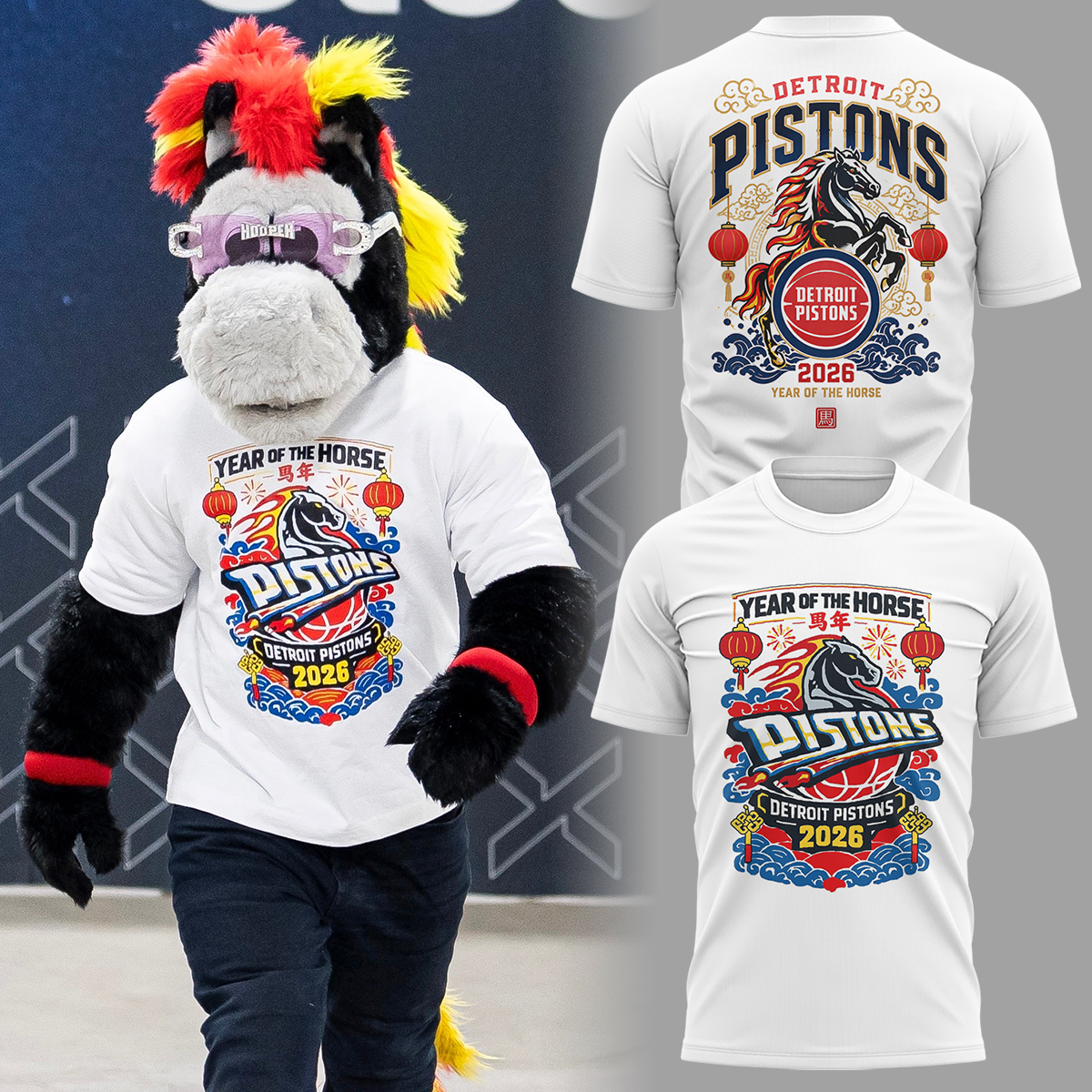 Detroit Pistons Year Of The Horse 2026 Limited Edition Graphic T Shirt Gifts For Fans
