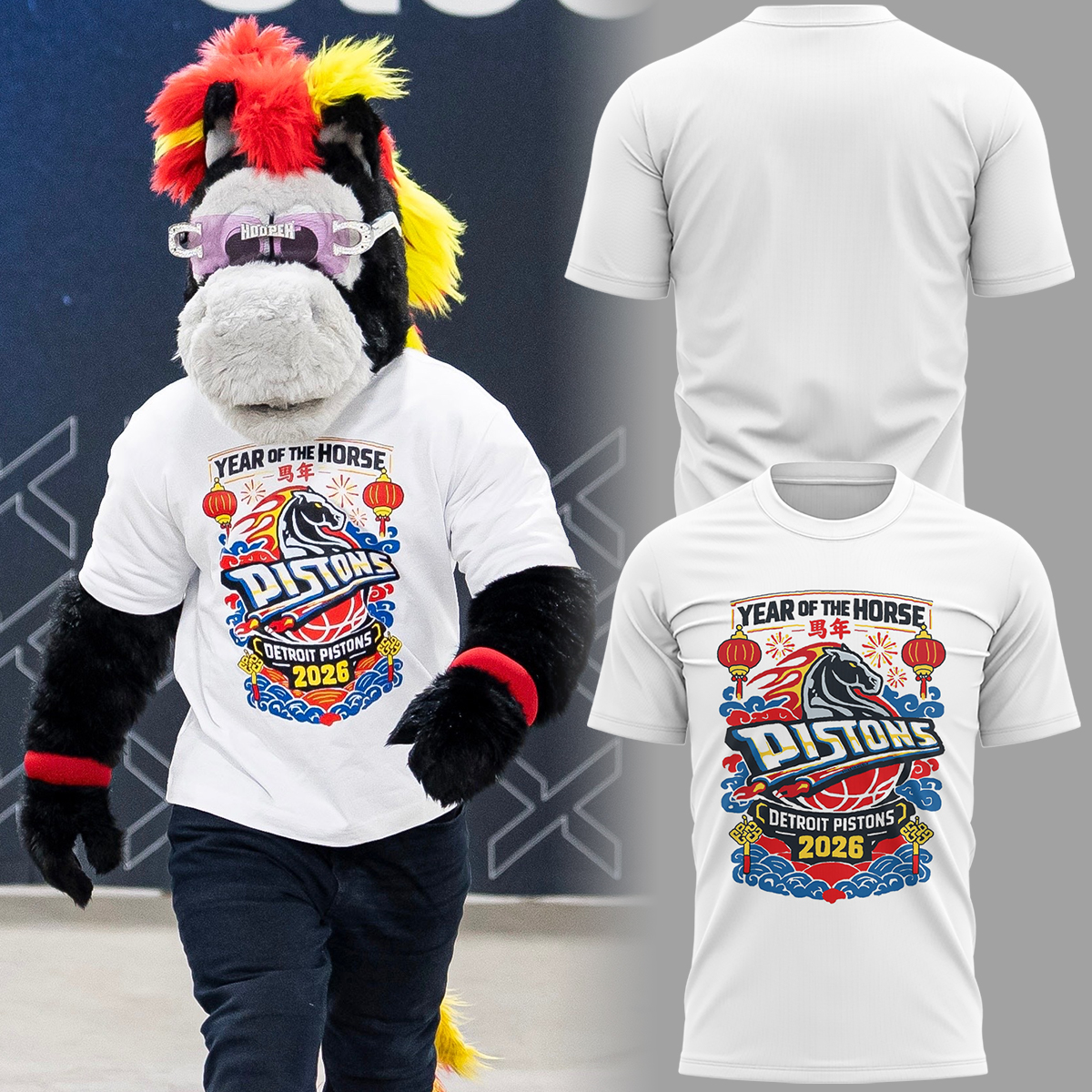 Detroit Pistons Year Of The Horse 2026 Official Graphic Tee Gifts For Fans