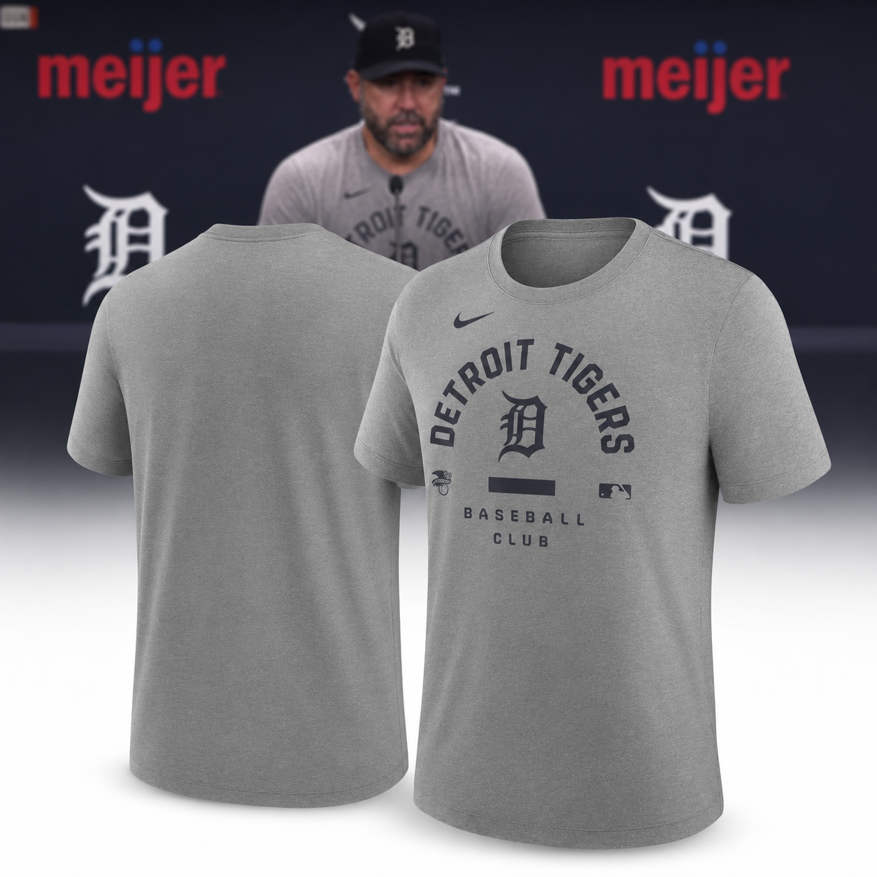 Detroit Tigers Baseball Club Heather Gray Performance T-Shirt MLB Fan Apparel