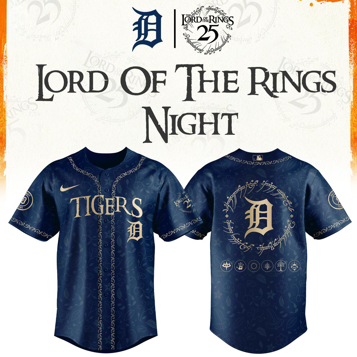 Detroit Tigers x Lord of The Rings Night 2026 Baseball Jersey