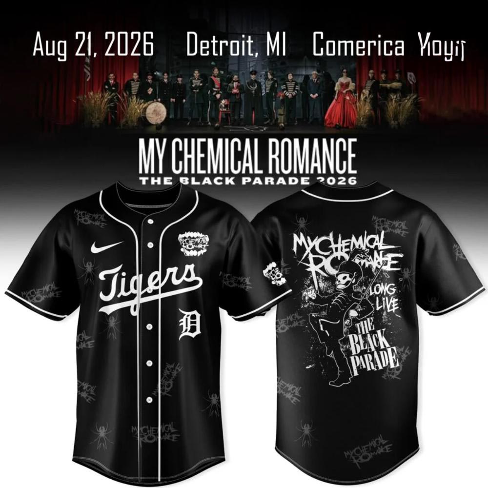 Detroit Tigers x My Chemical Romance The Black Parade Tour Baseball Jersey Rock Music Baseball Fan Apparel 1 - Unicasport Detroit Tigers x My Chemical Romance The Black Parade Tour Baseball Jersey Rock Music Baseball Fan Apparel