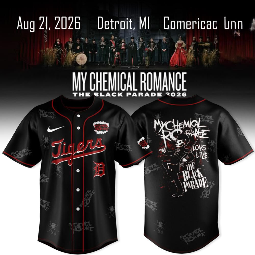 Detroit Tigers x My Chemical Romance The Black Parade Tour Jersey Rock Music Game Day Fan Apparel 1 - Unicasport Detroit Tigers x My Chemical Romance The Black Parade Tour Jersey Rock Music Game Day Fan Apparel