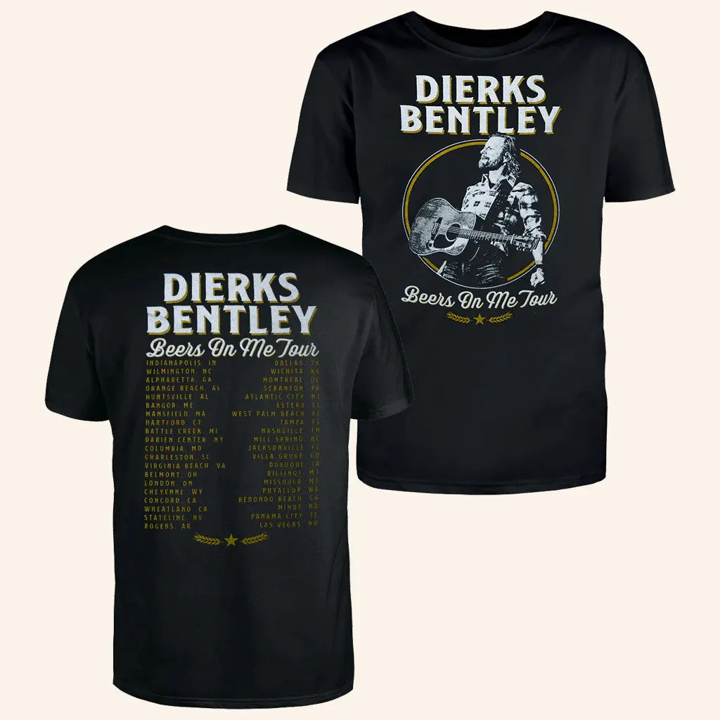 Dierks Bentley Merch Tour 2025 Beers on Me Tour TShirt Music Gift Ideas For Guys