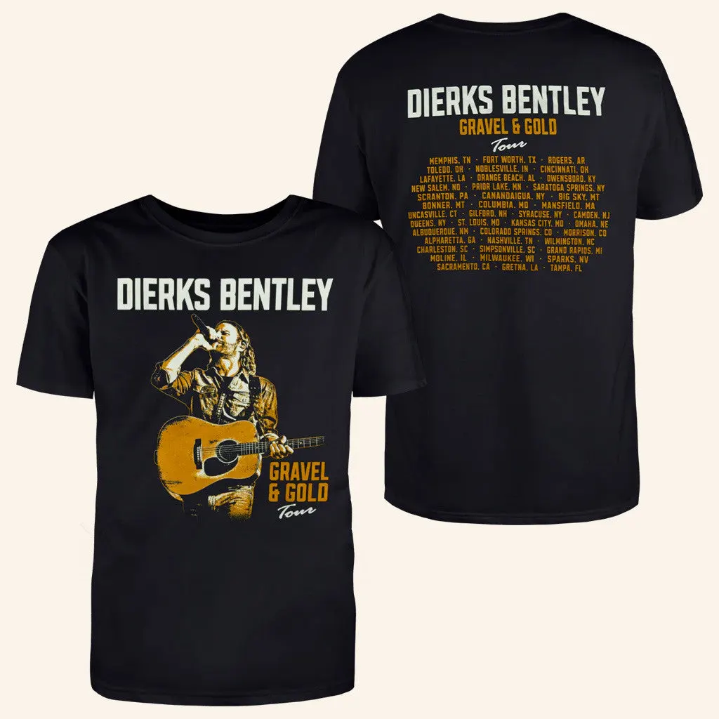 Dierks Bentley Merch Tour 2025 Gravel and Gold Tour TShirt Music Related Gifts For Guys