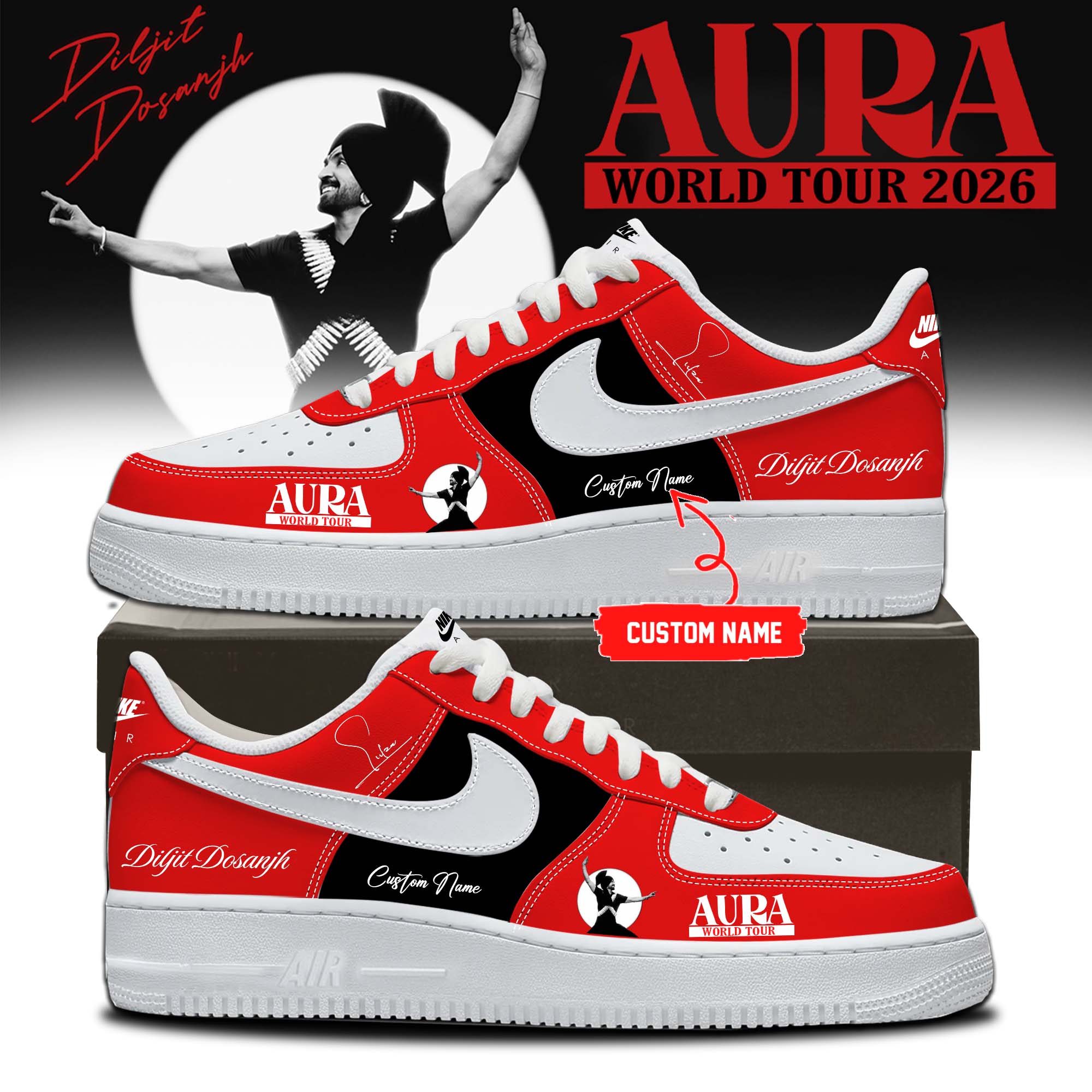 Diljit Dosanjh AURA World Tour 2026 Exclusive Music Fan Sneakers