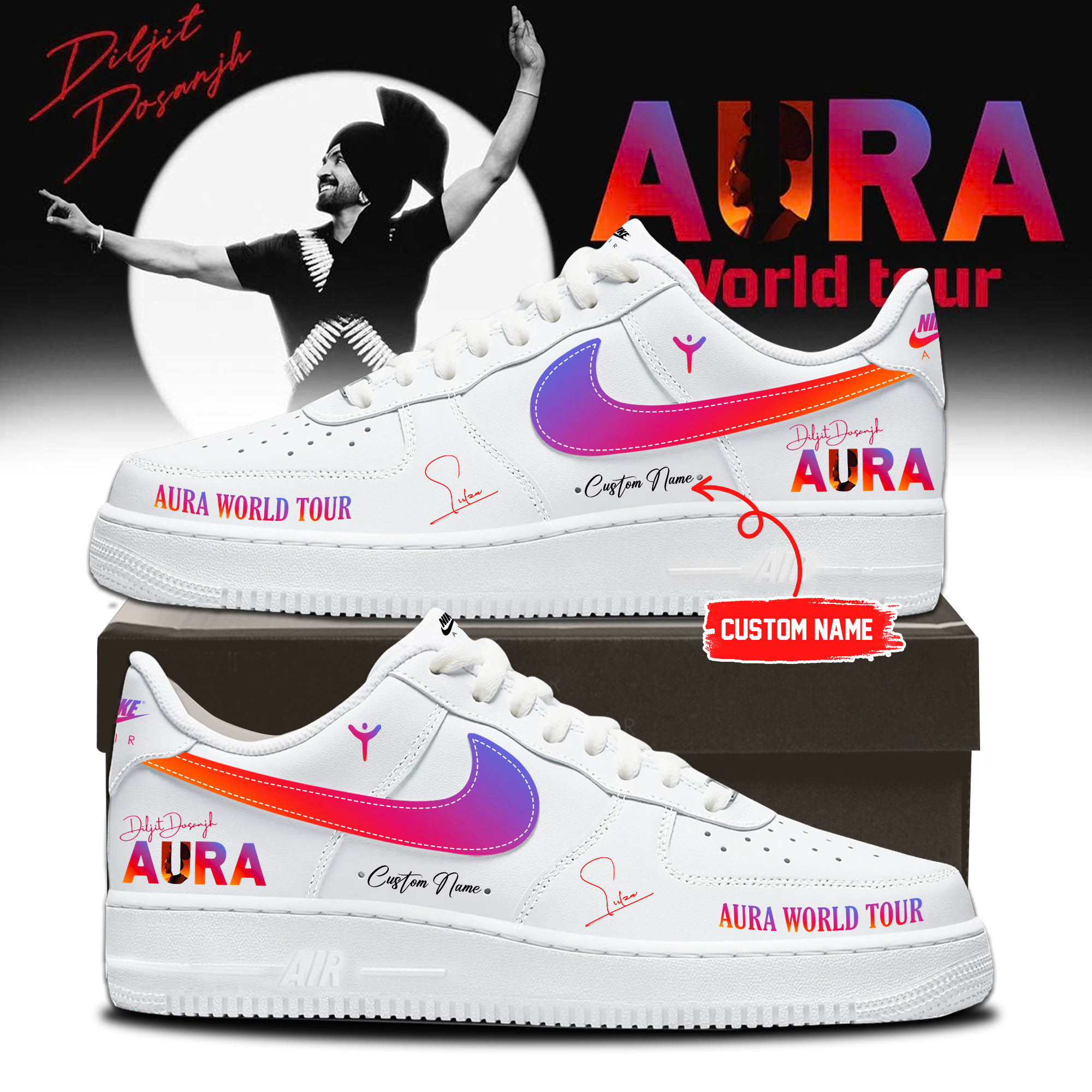 Diljit Dosanjh AURA World Tour 2026 Official Graphic T Shirt Collection1