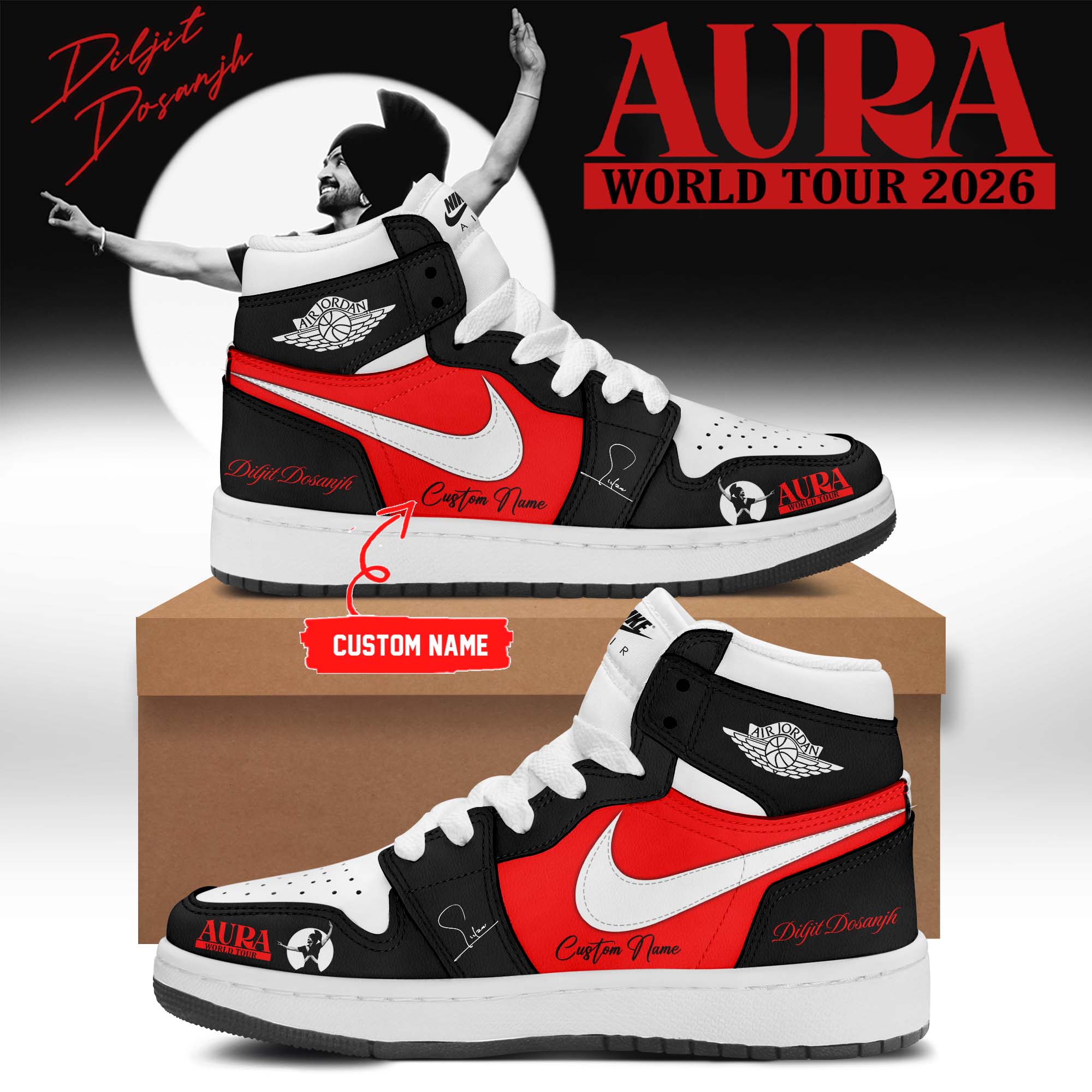 Diljit Dosanjh AURA World Tour 2026 Official Merchandise Sneakers