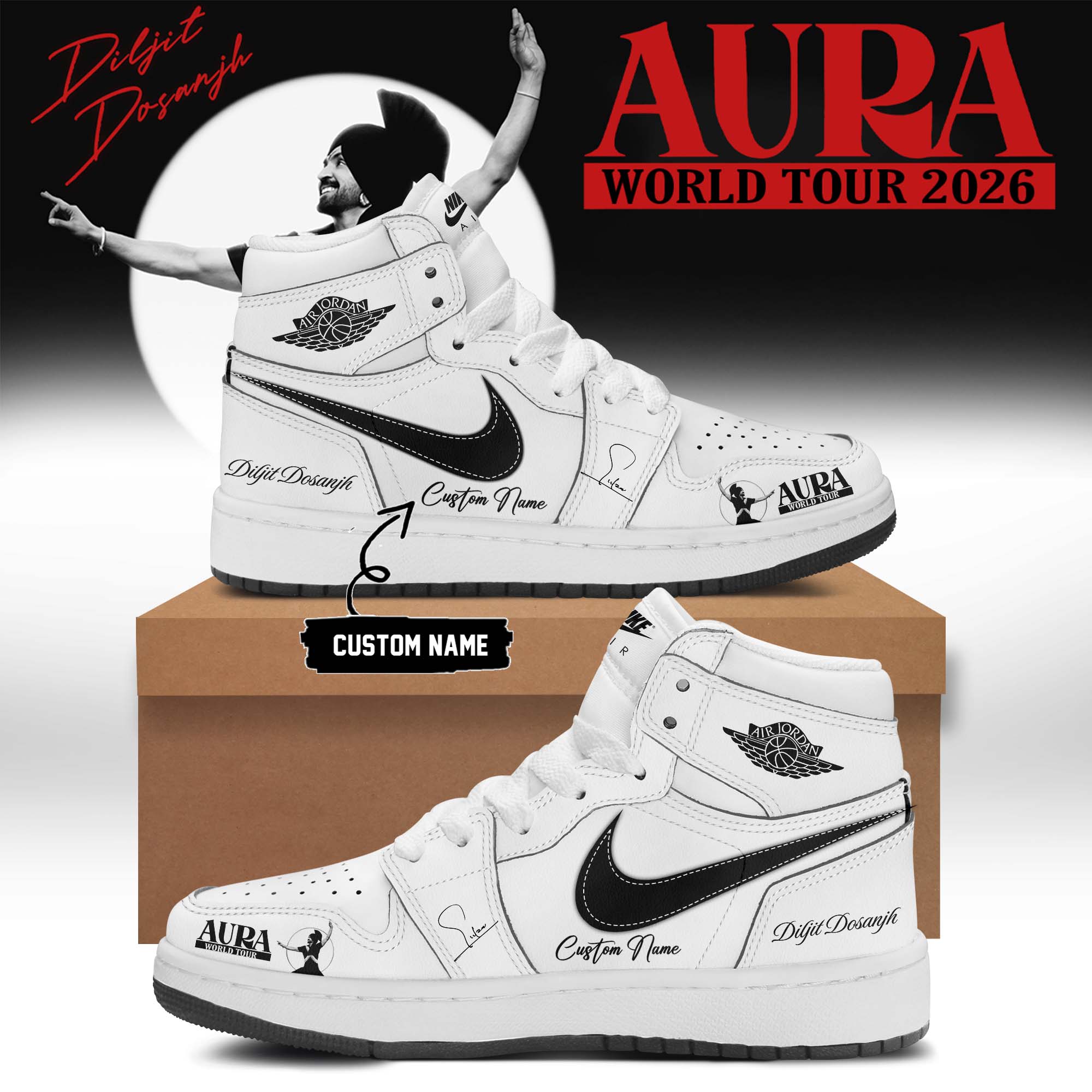 Diljit Dosanjh AURA World Tour 2026 Premium Signature Sneakers Edition
