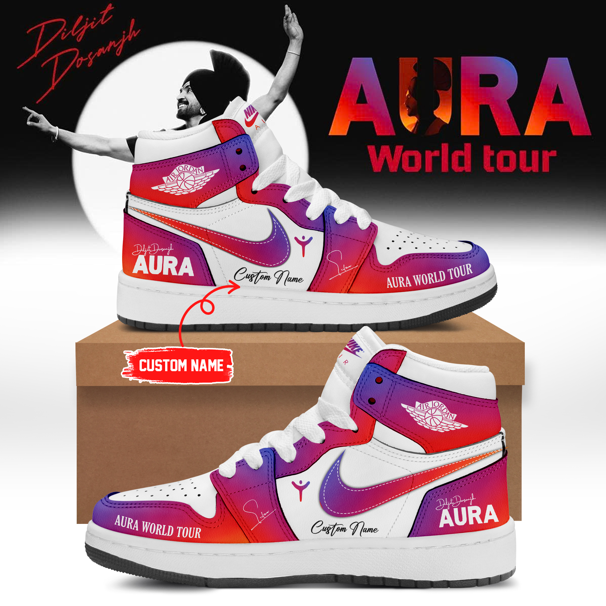 Diljit Dosanjh AURA World Tour 2026 Premium Signature Sneakers Edition1