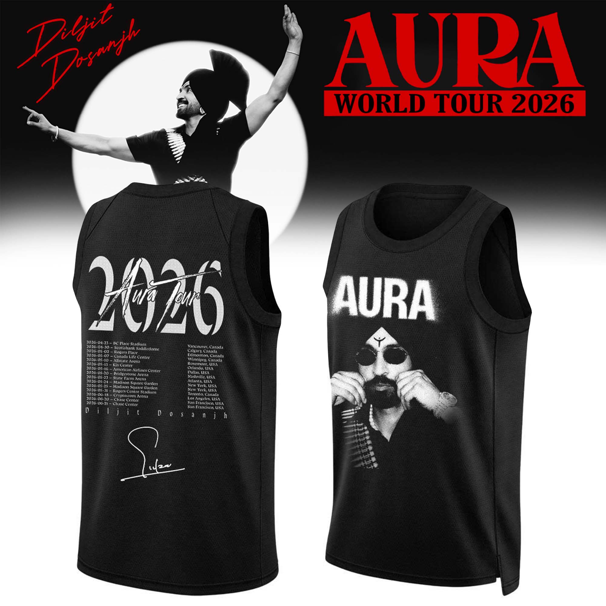 Diljit Dosanjh AURA World Tour Limited Baseball Jersey Collection
