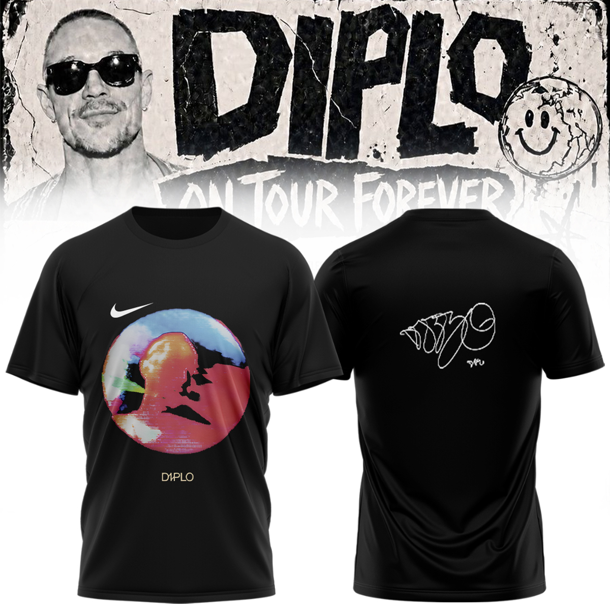 Diplo On Tour Forever Signed Exclusive DJ Fan T Shirt