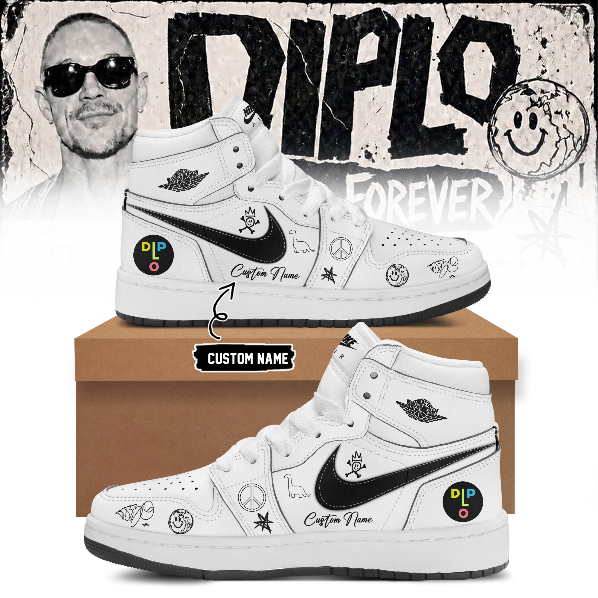 Diplo On Tour Forever Signed Exclusive Fan Casual Shoes