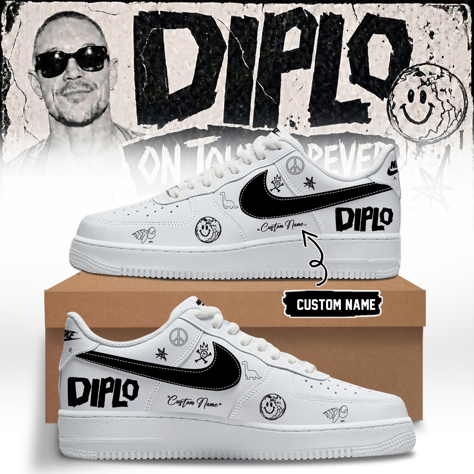 Diplo On Tour Forever Signed Premium High Top Sneakers