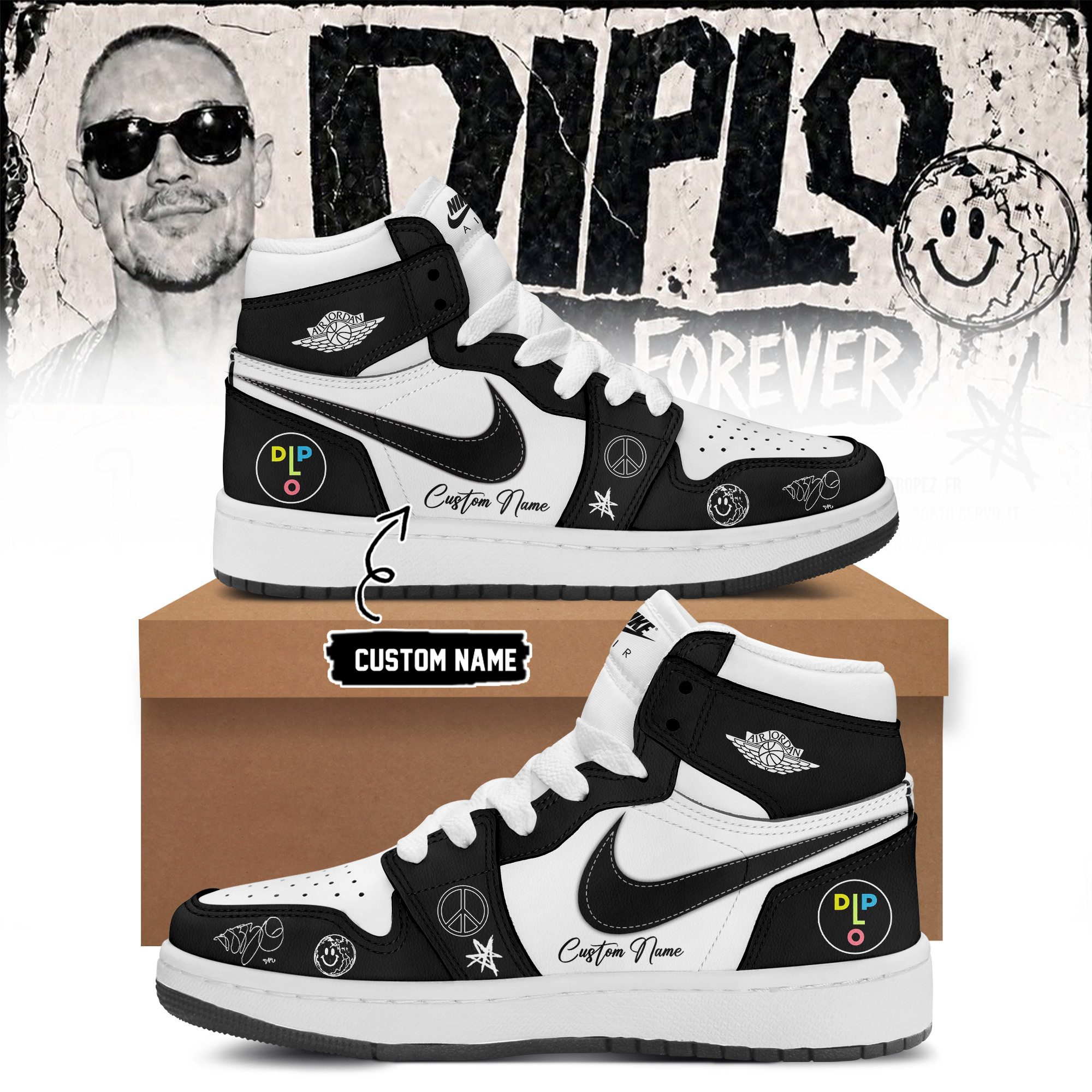 Diplo On Tour Forever Signed Signature High Top Sneakers