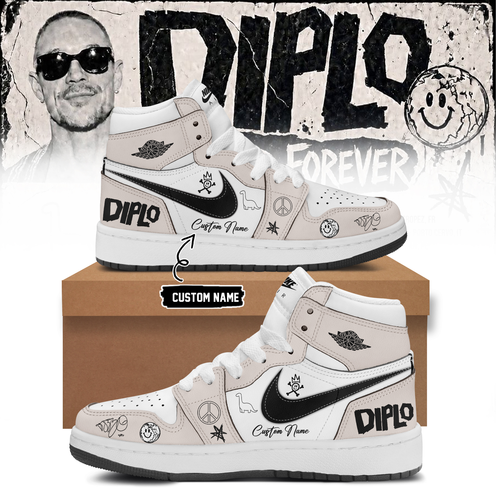 Diplo On Tour Forever Signed Vintage High Top Sneakers