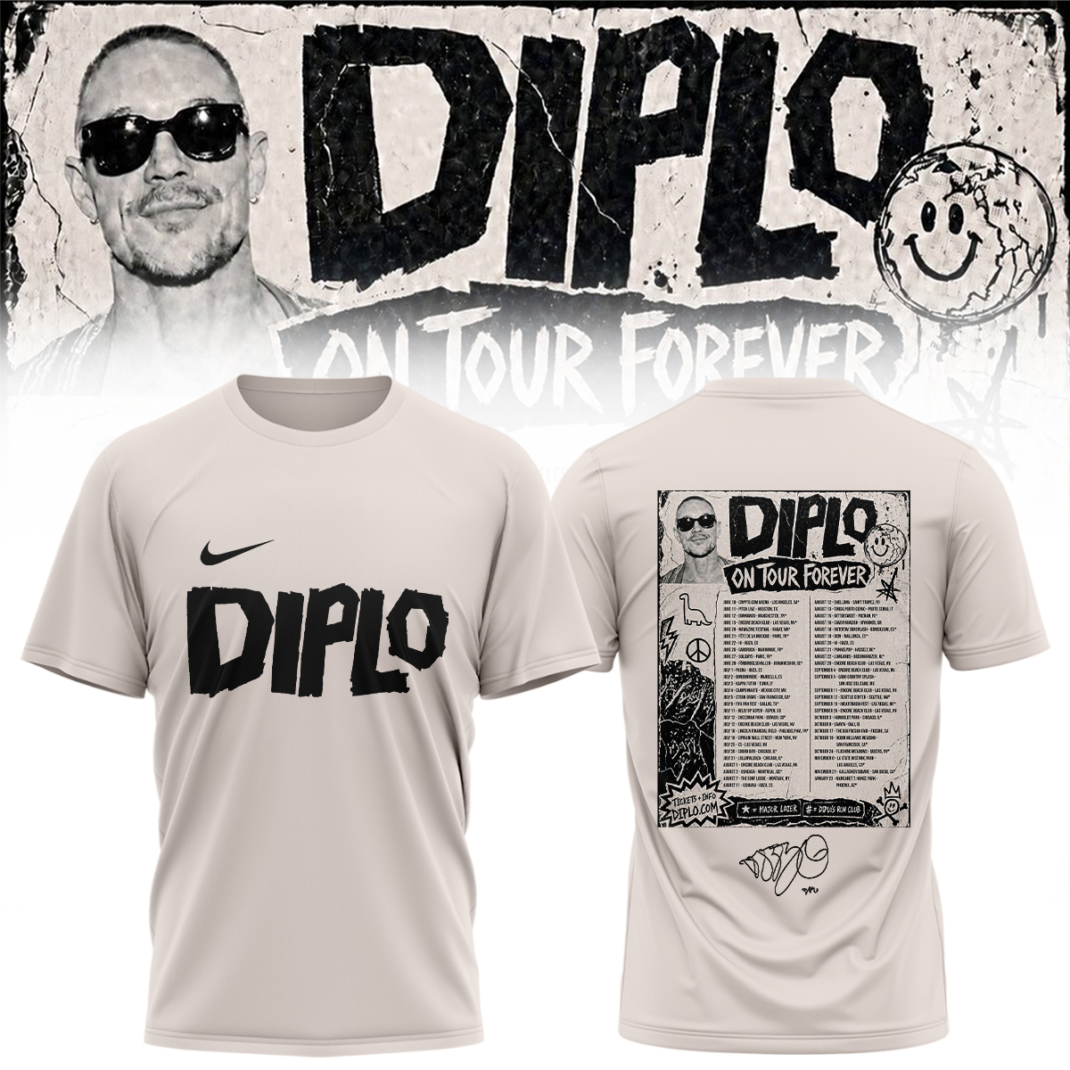 Diplo On Tour Forever Signed Vintage Music Fan T Shirt