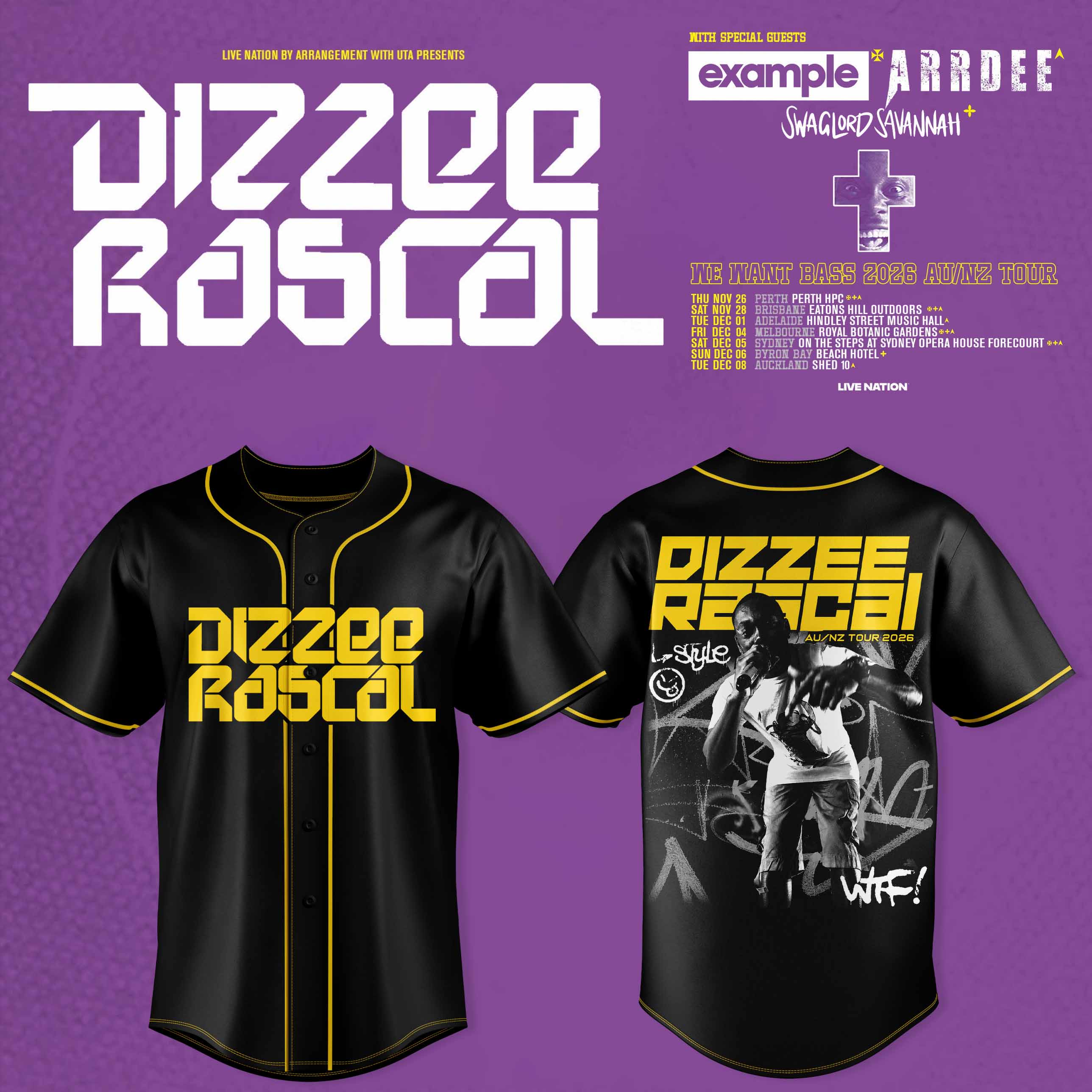 Dizzee Rascal We Want Bass Collection Official Fan Baseball Jersey