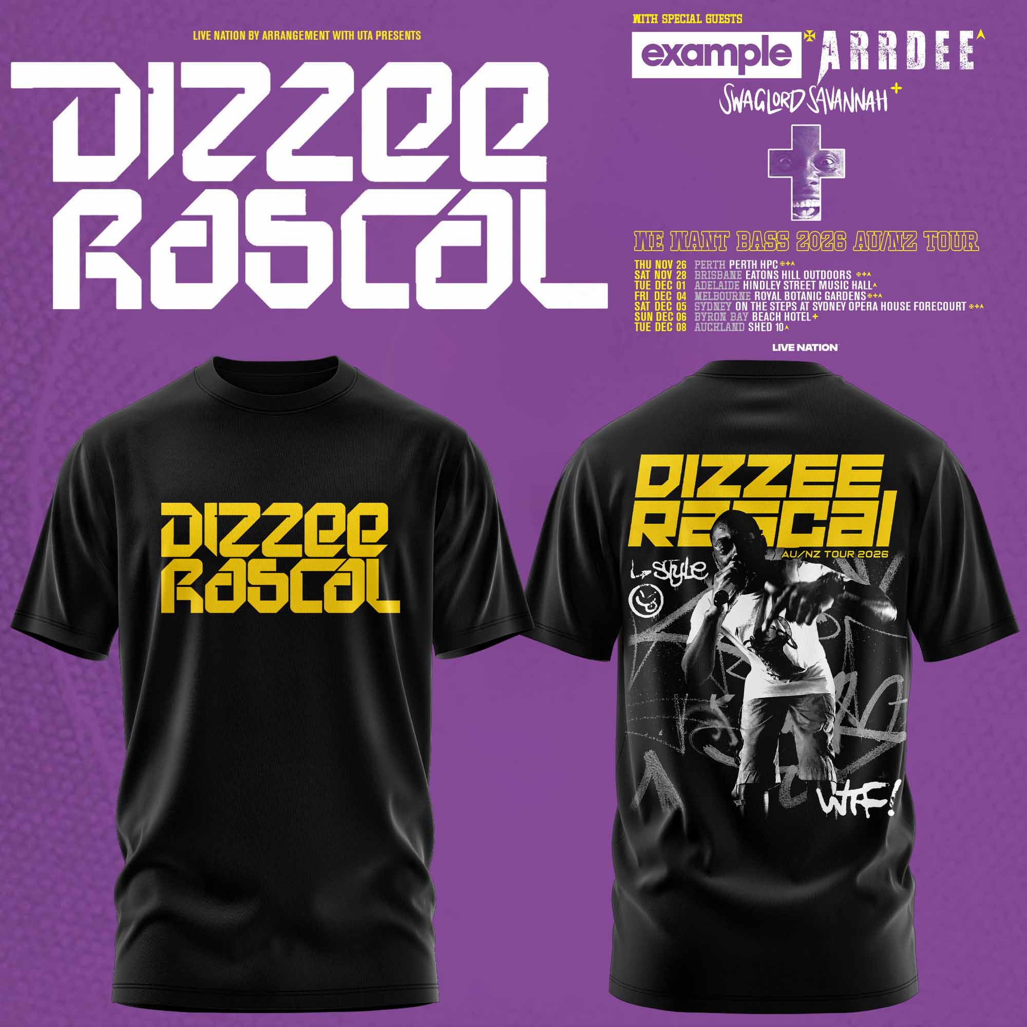 Dizzee Rascal We Want Bass Premium Concert Fan Graphic T Shirt