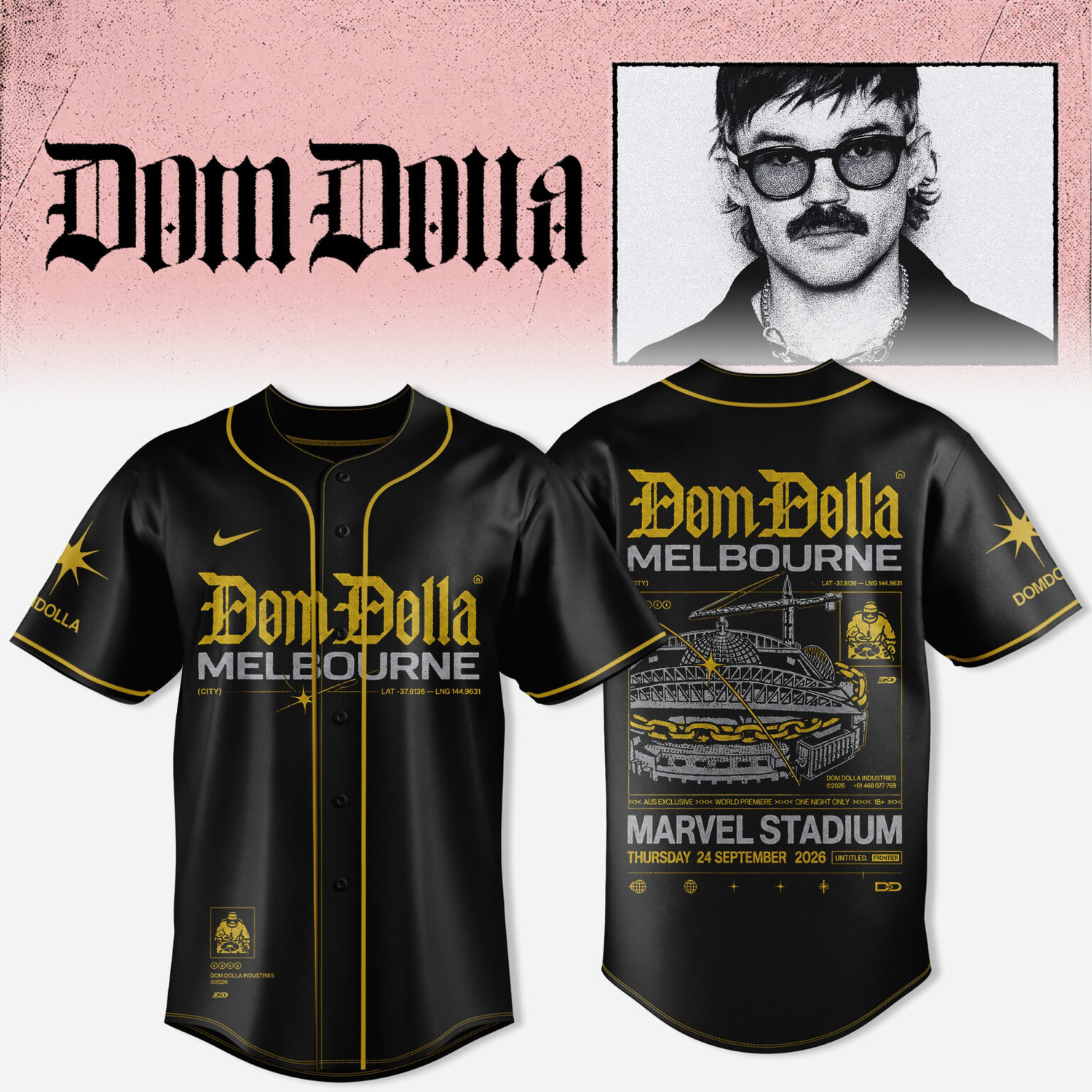 Dom Dolla Tour X Collection Baseball Jersey 2026 Collector Fan Apparel