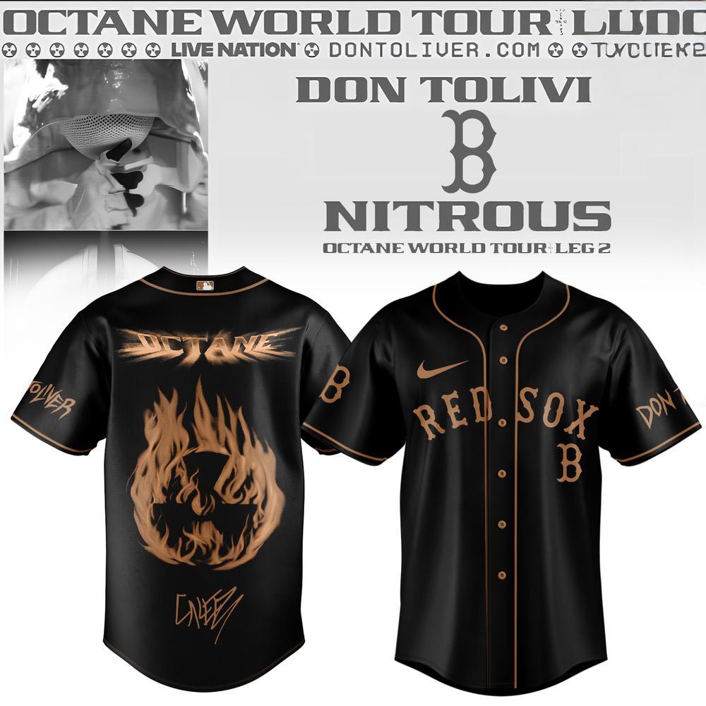 Don Toliver Octane World Tour Leg 2 x Boston Baseball Jersey Flame Graphic Edition 1 - Unicasport Don Toliver Octane World Tour Leg 2 x Boston Baseball Jersey Flame Graphic Edition