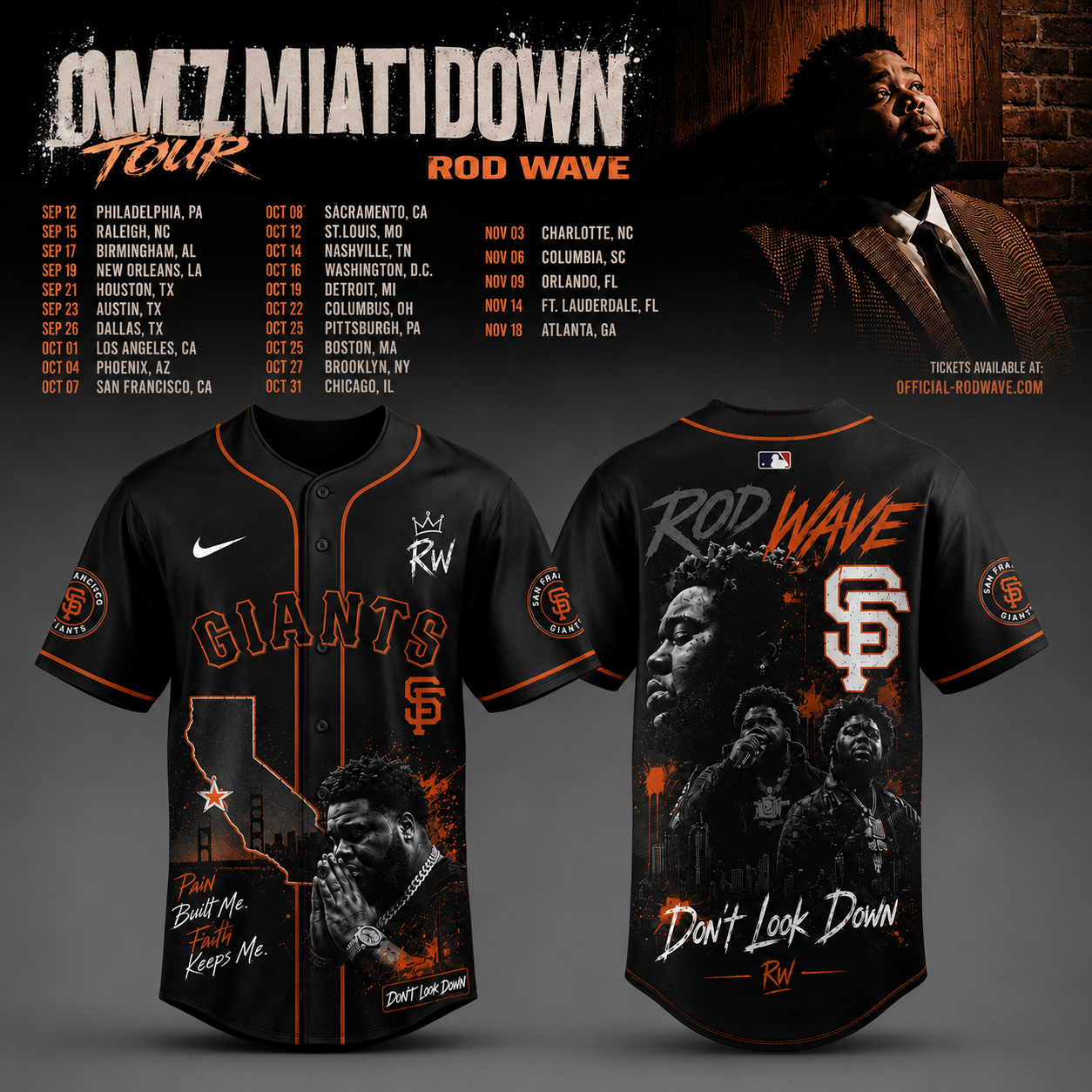 Dont Look Down Tour x MLB Premium Baseball Jersey Fan Collection