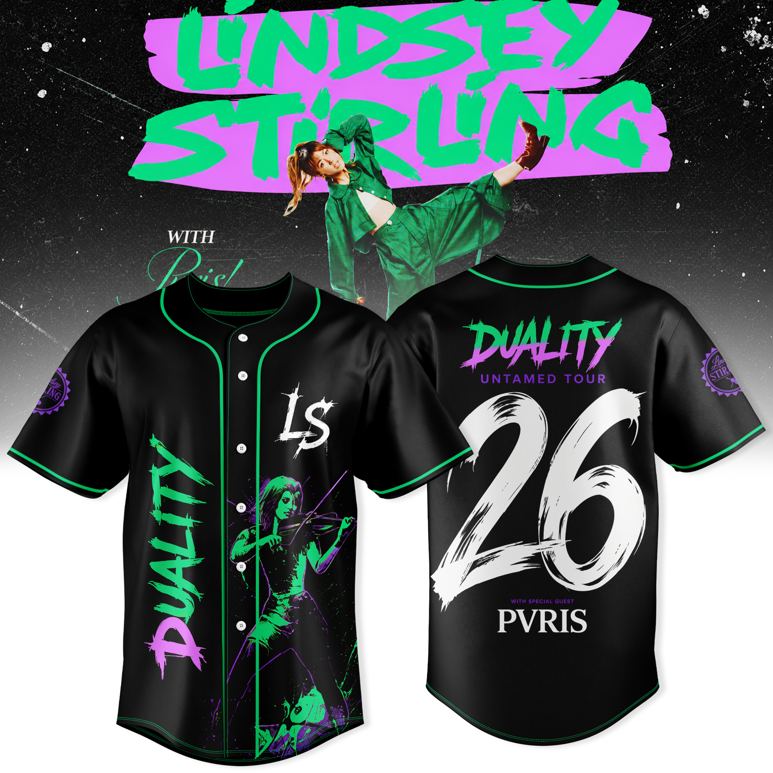 Duality Untamed Tour Premium 3D Baseball Jersey Violin Graphic Edition