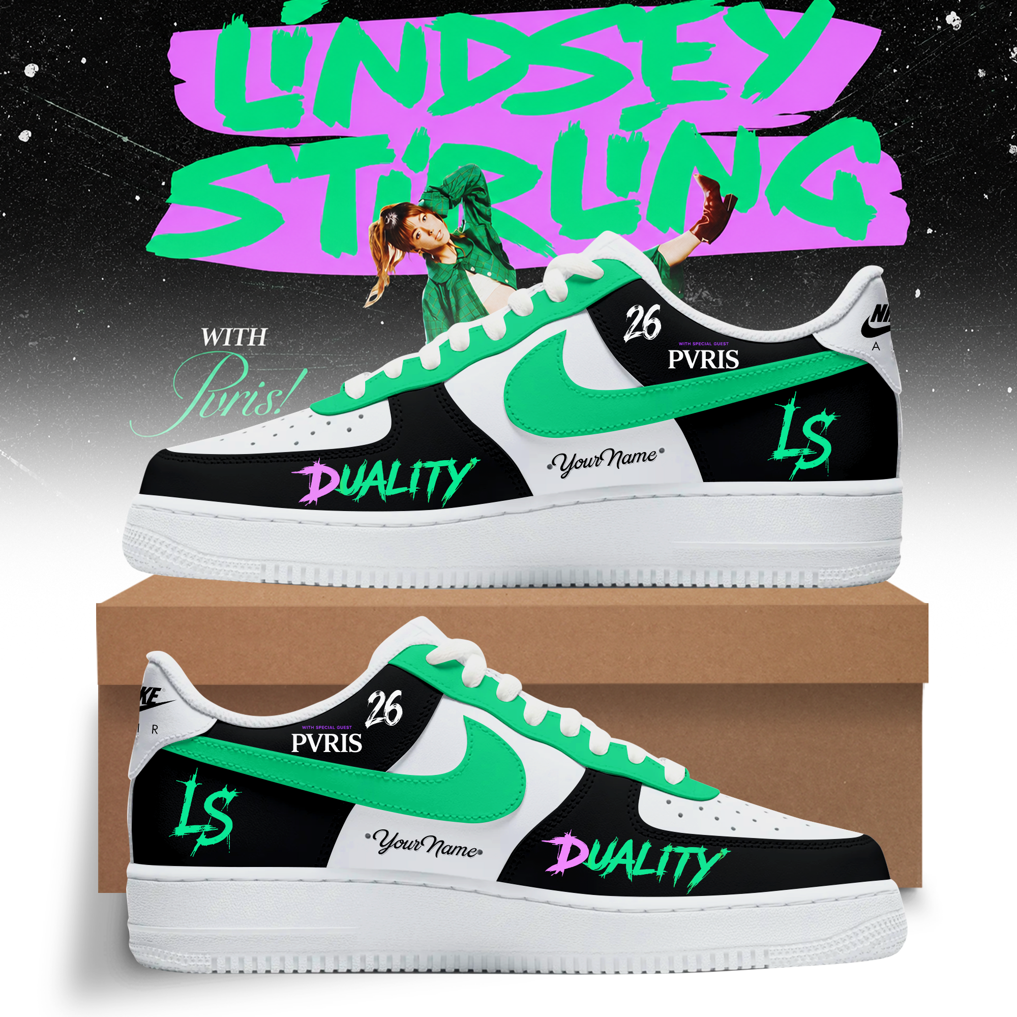 Duality Untamed Tour Premium 3D Custom Air Force 1 Sneakers