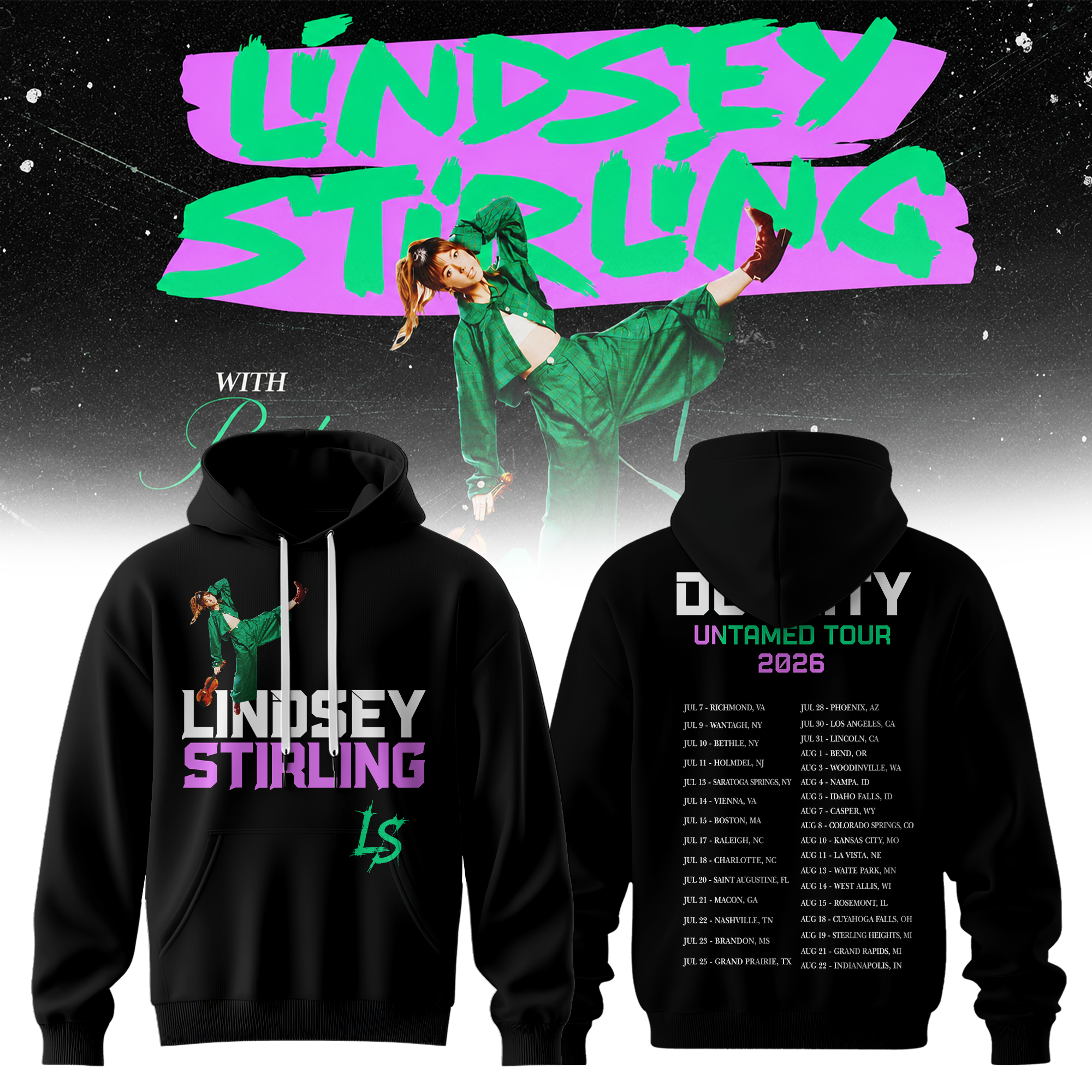 Duality Untamed Tour Premium 3D Hoodie Tour Schedule Edition