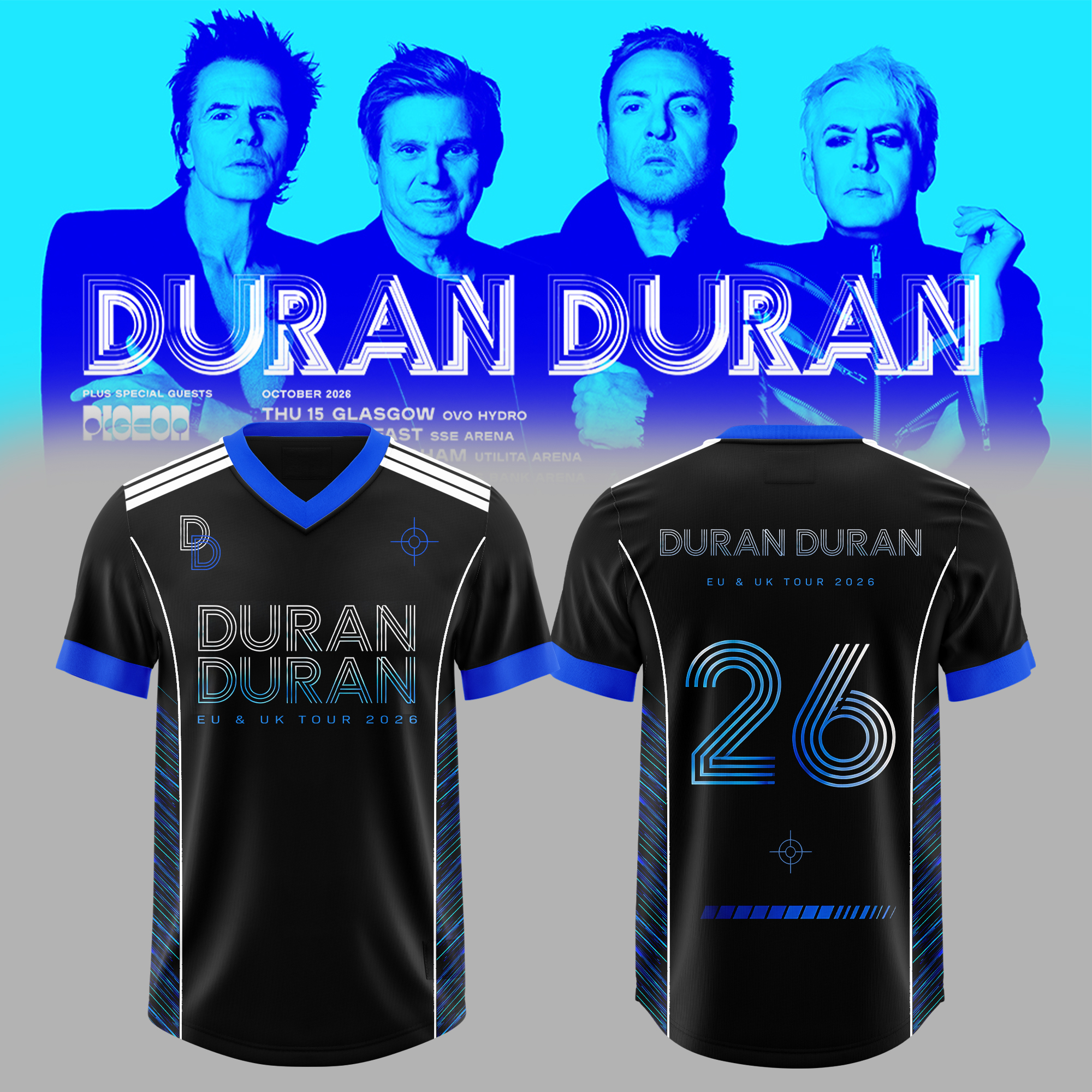 Duran Duran UK EU Autumn Tour 2026 Exclusive Football Jersey