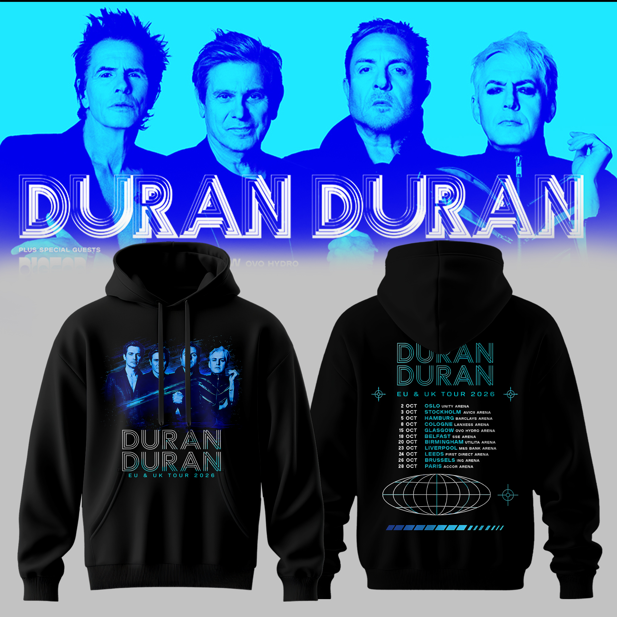 Duran Duran UK EU Autumn Tour 2026 Official Music Hoodie Collection