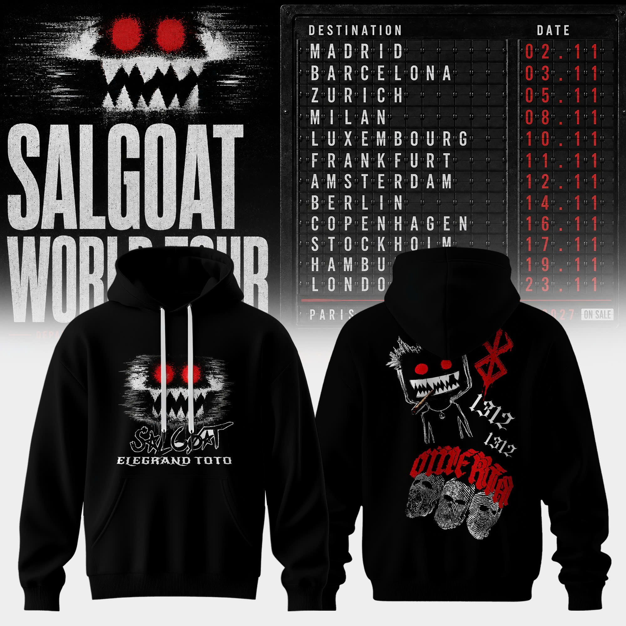 ELGRANDETOTO Salgoat World Tour Vintage Concert Hoodie